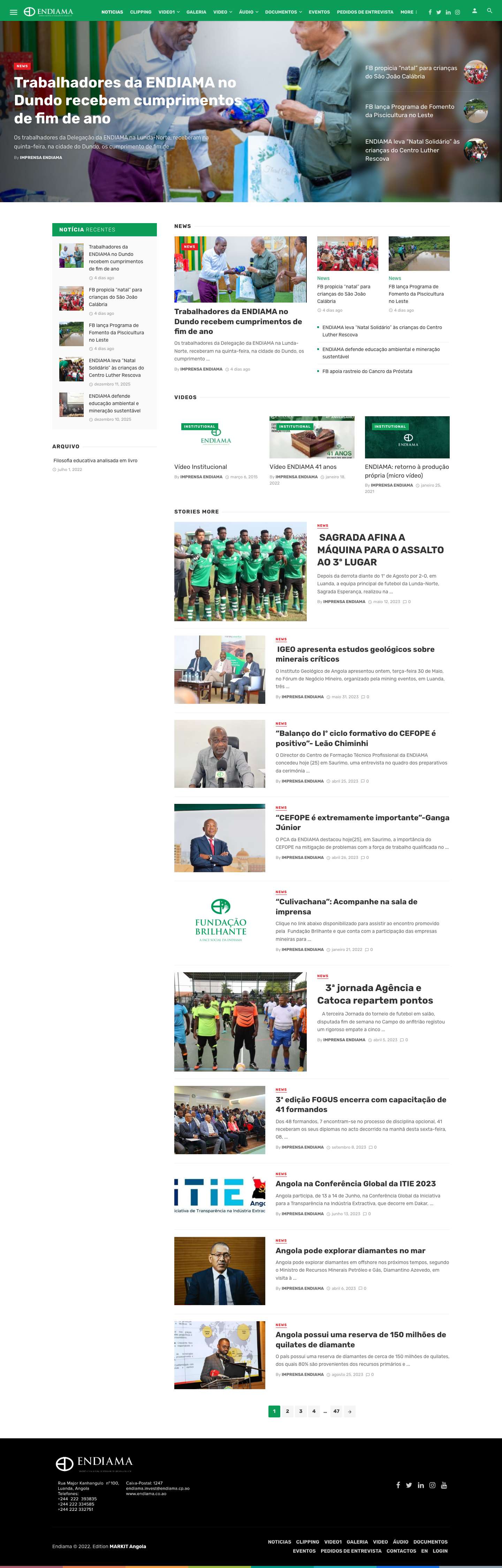 NOTICIAS - Endiama - Full Screenshot