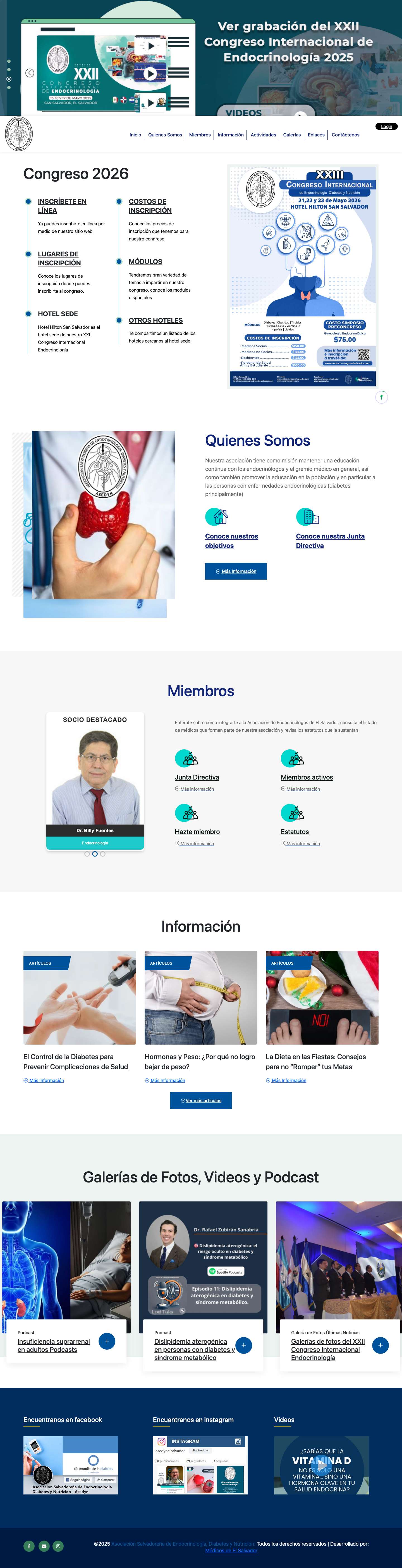 Asociación Salvadoreña de Endocrinología Diabetes y Nutrición – ASEDYN - Full Screenshot