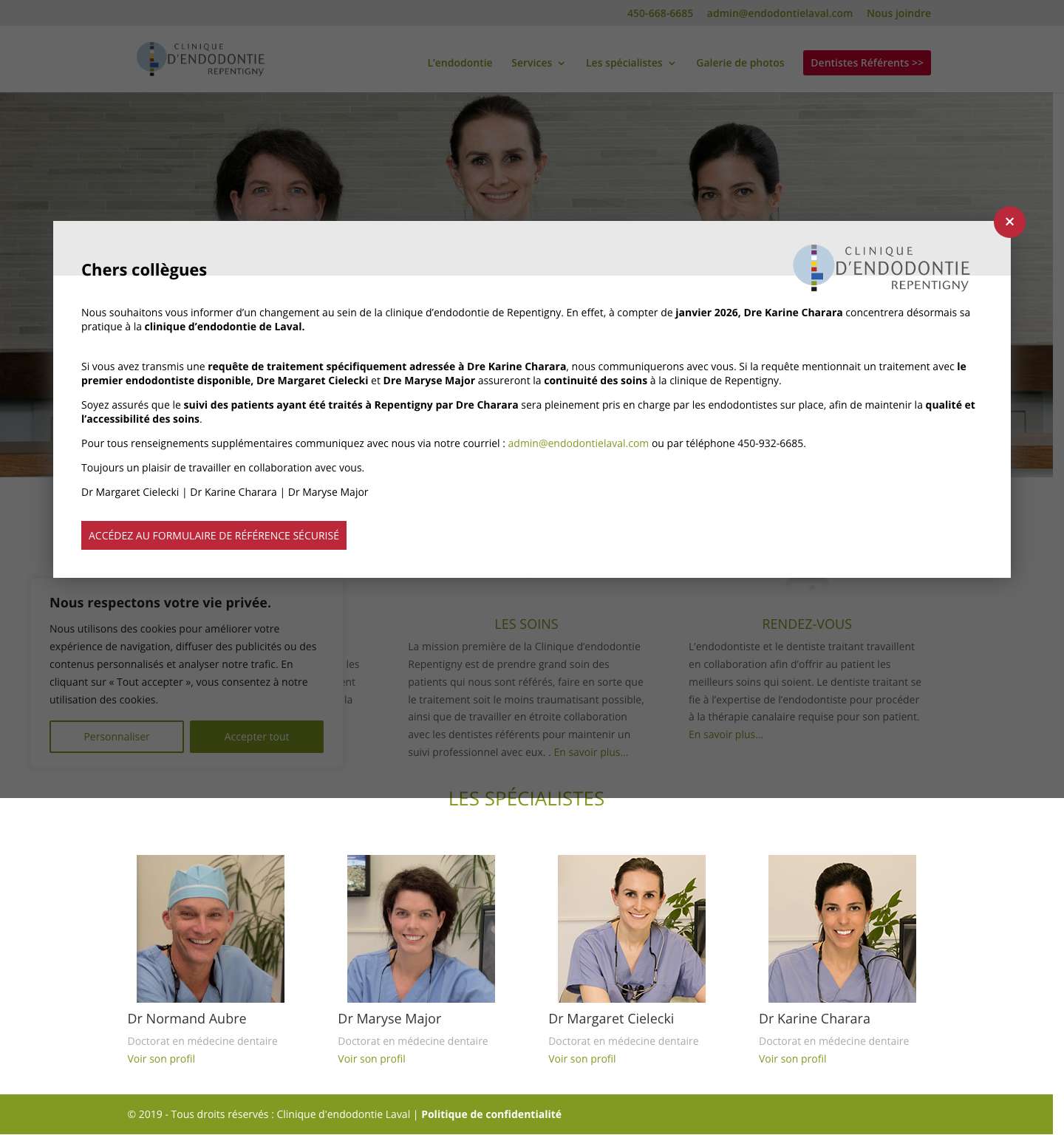 Clinique d'Endodontie Repentigny | Bienvenue - Full Screenshot