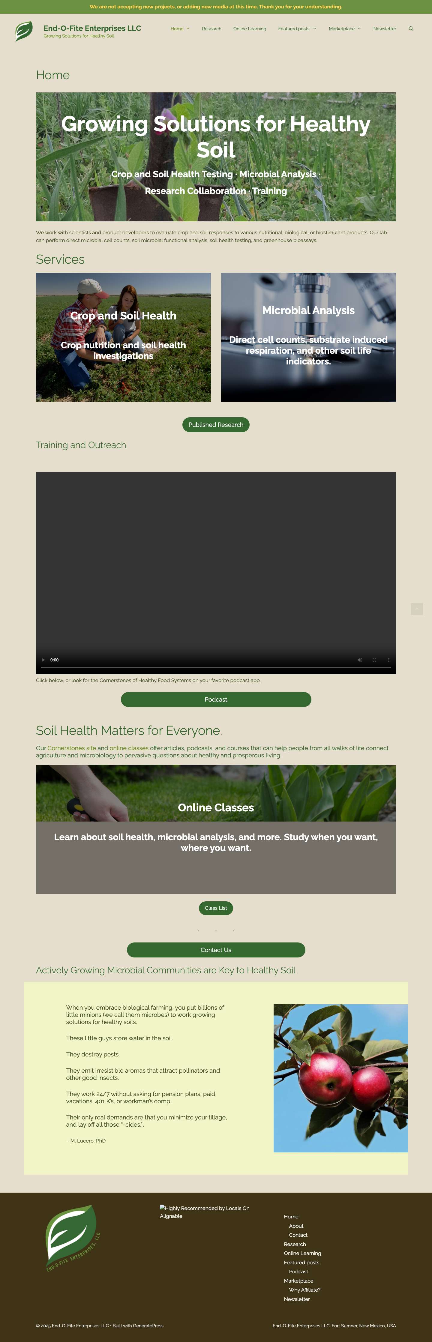 End-O-Fite Enterprises LLC – Growing Solutions for Healthy Soil - Full Screenshot