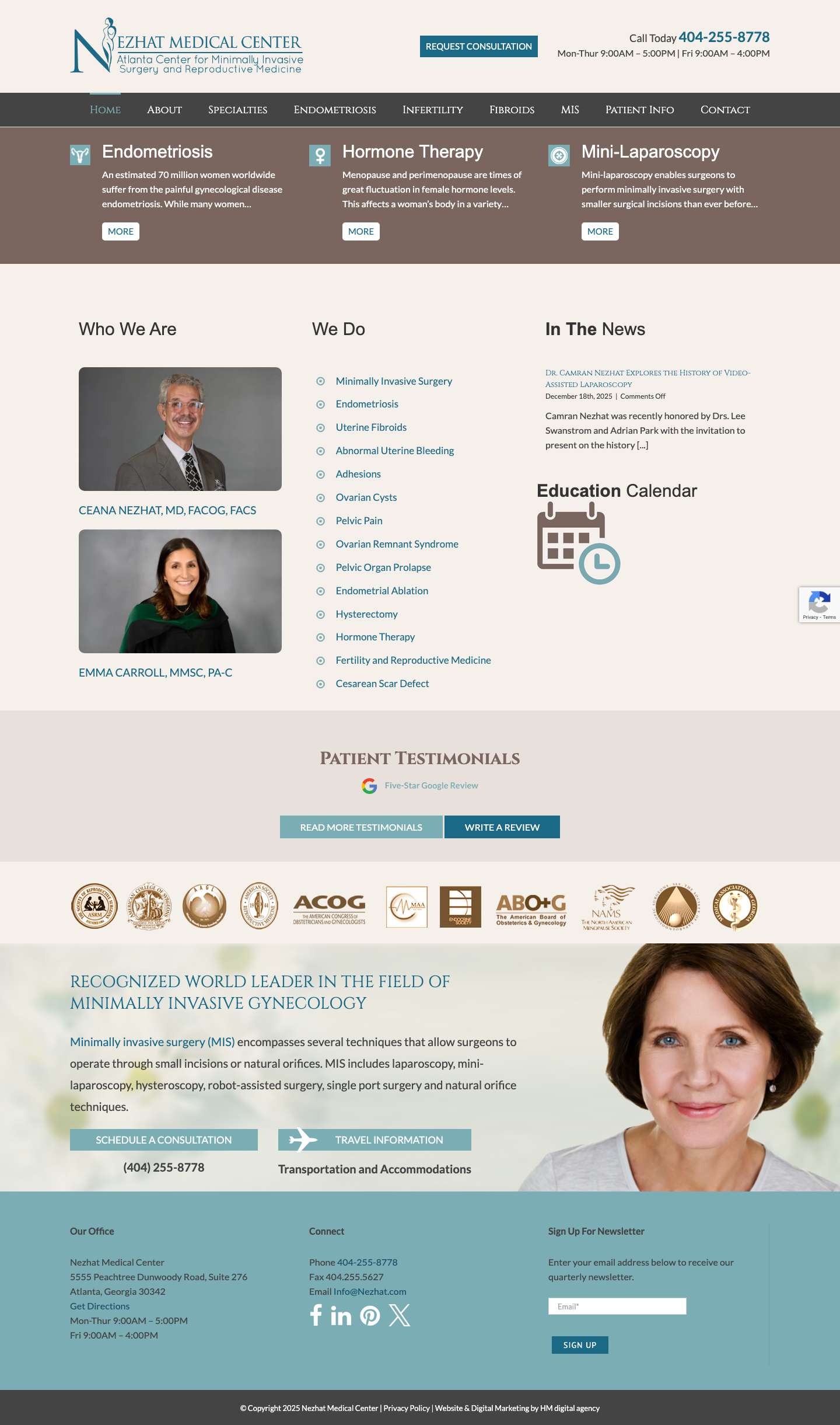 Endometriosis Treatment - Nezhat Medical Center in Atlanta - Full Screenshot