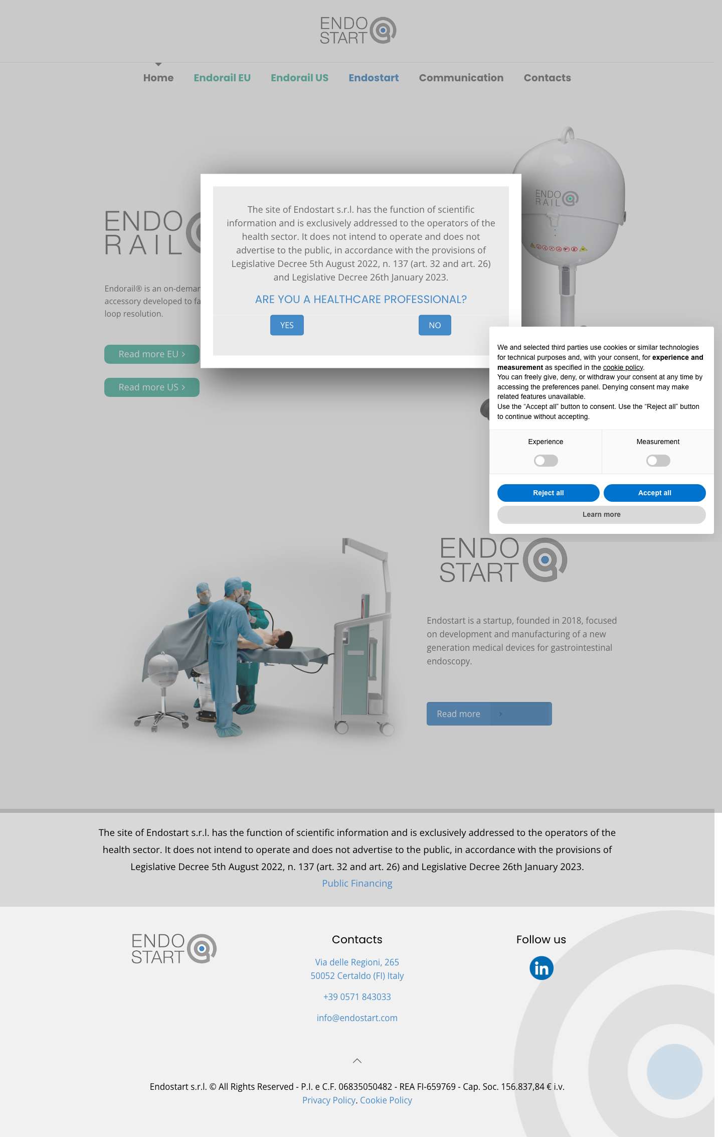 Endostart srl - Medical devices for gastrointestinal endoscopy - Full Screenshot