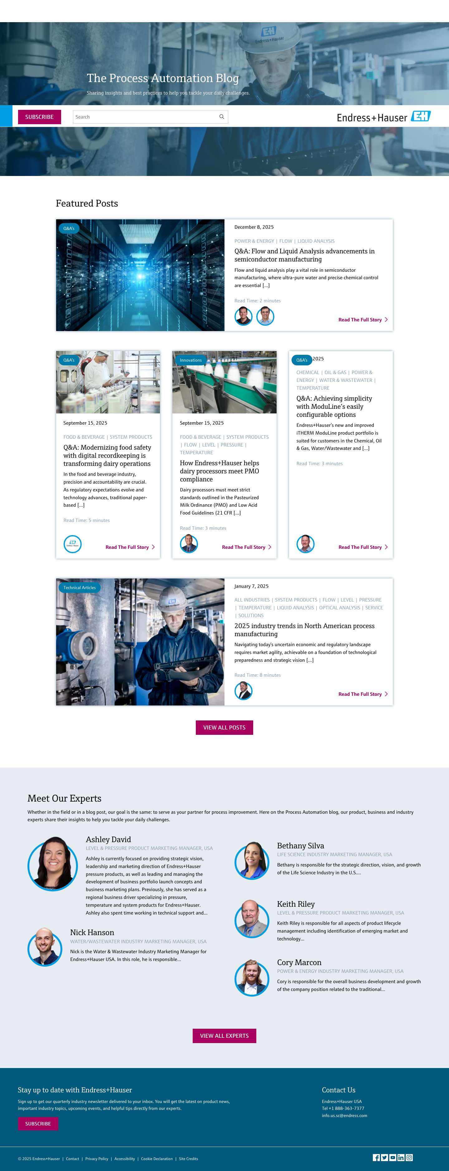 Endress+Hauser: The Process Automation Blog - Full Screenshot