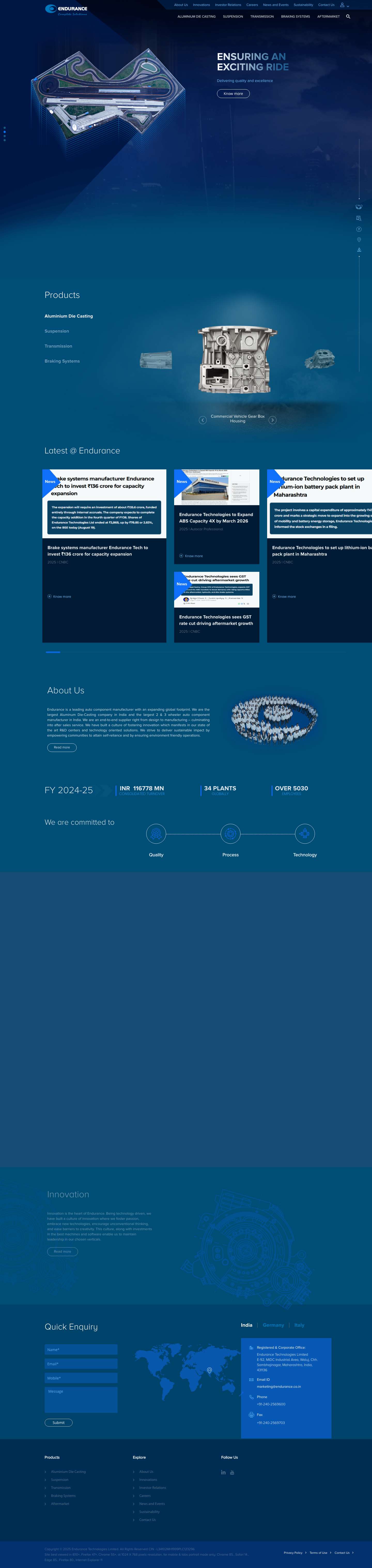 Endurance Technologies Limited. - Full Screenshot