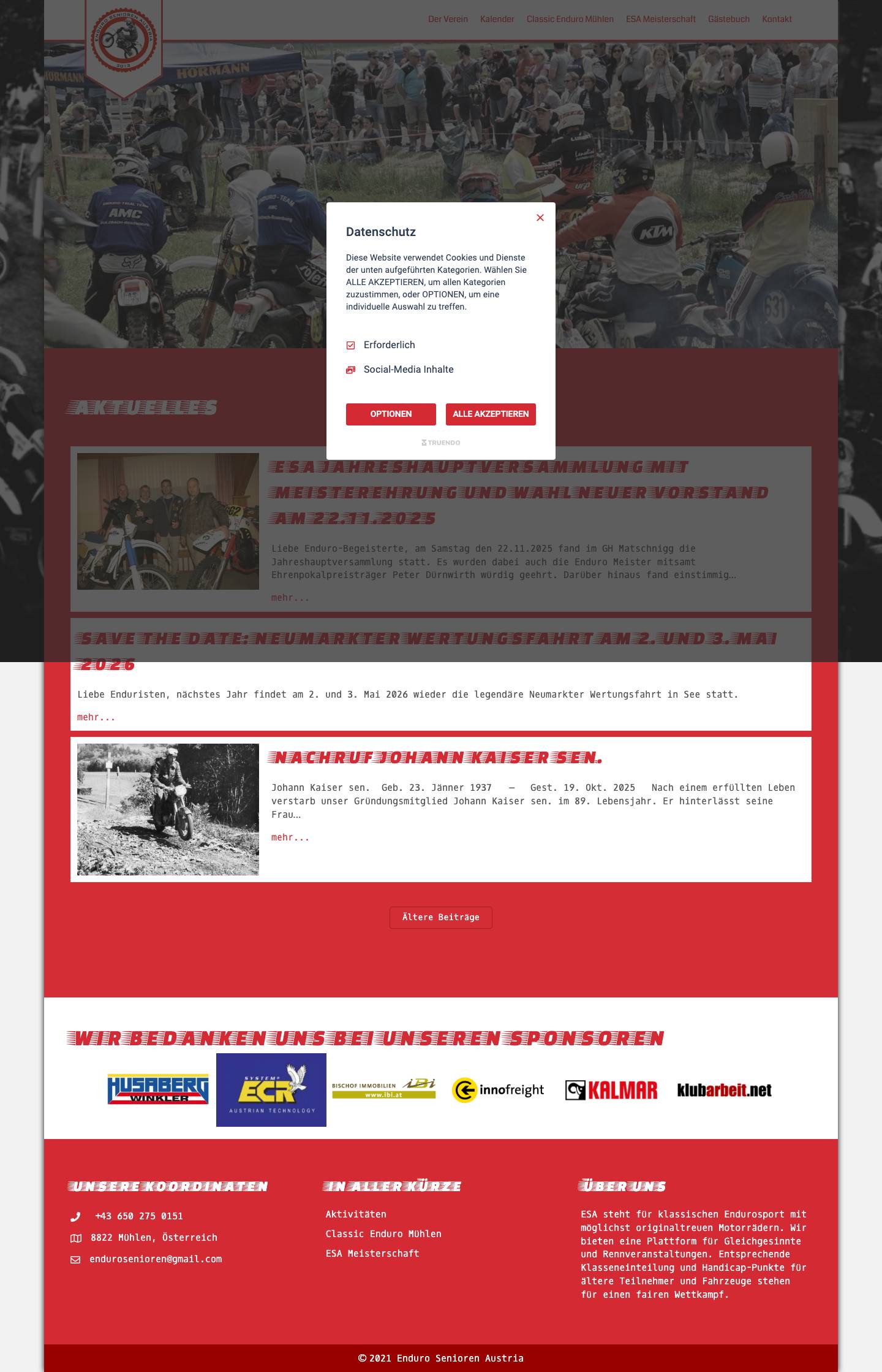 Enduro Senioren Austria – Klassische Enduros und Rennen in Österreich - Full Screenshot