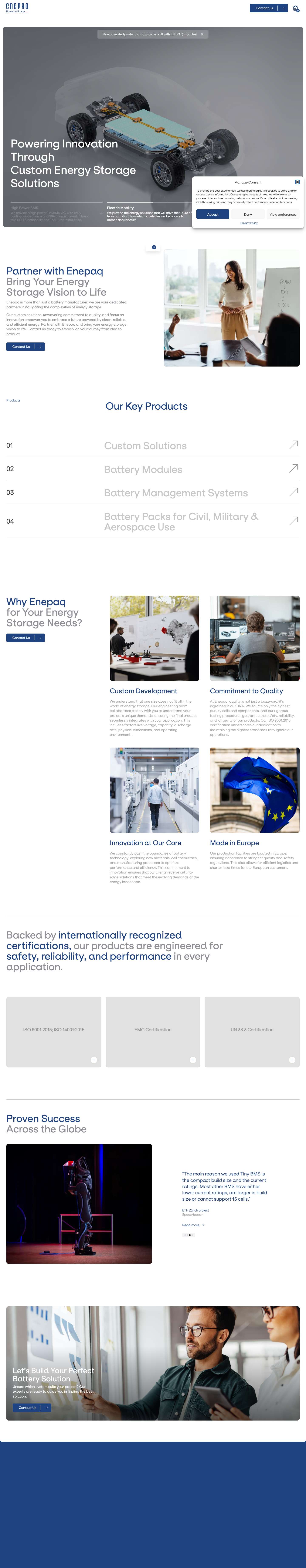 Custom Energy Storage Solutions | Enepaq - Full Screenshot
