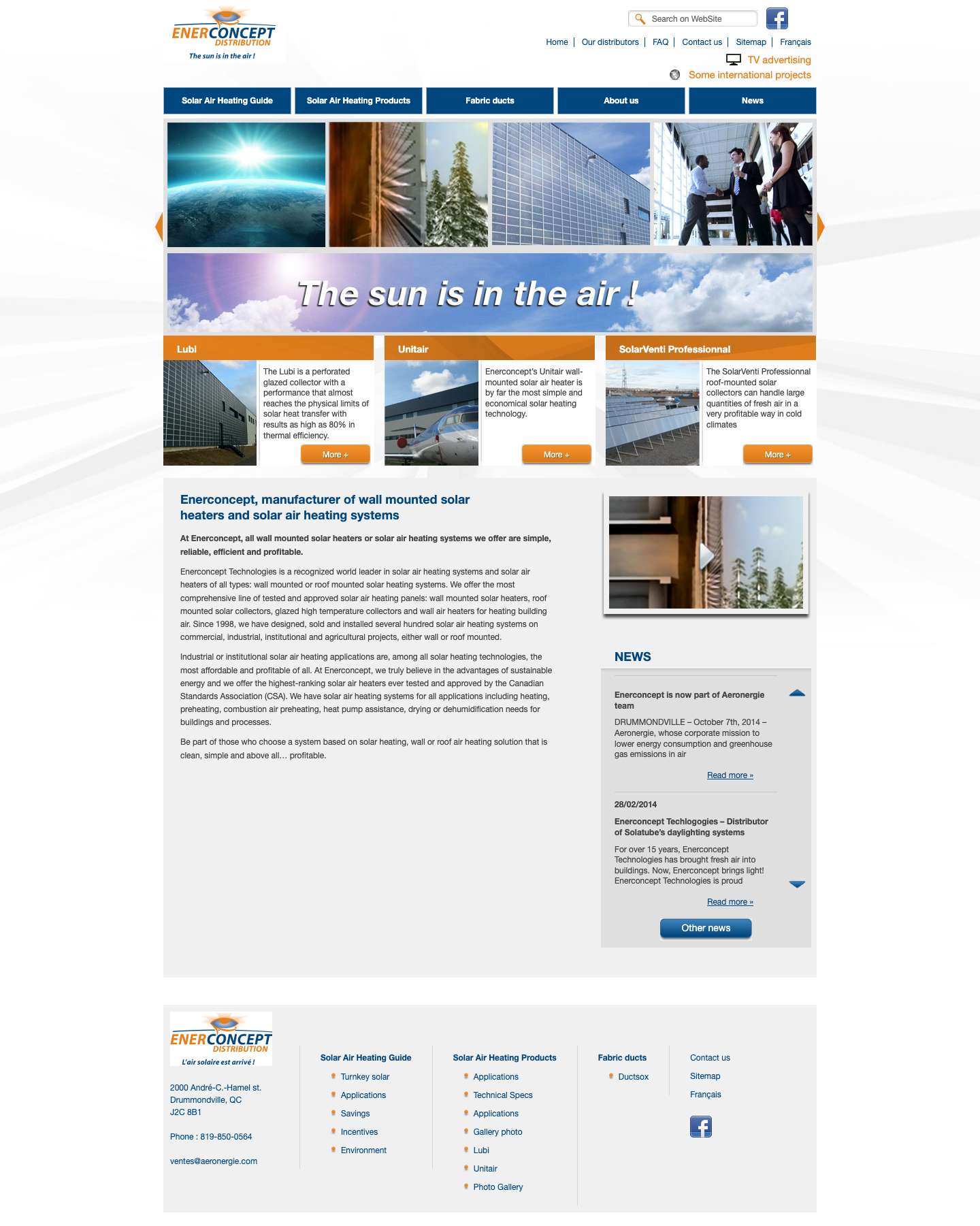 Panneau solaire thermique, énergie solaire Québec, collecteur solaire au mur - Full Screenshot