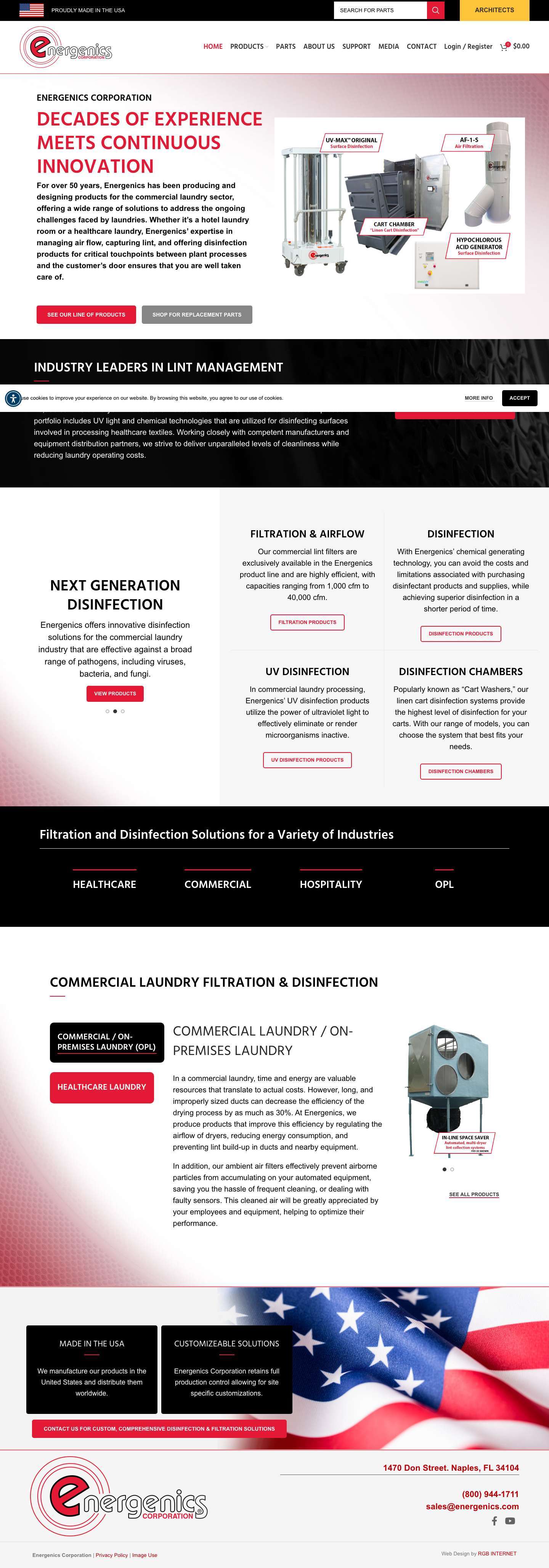 Energenics Corporation Naples, FL | Laundry Filtration & Disinfection - Full Screenshot