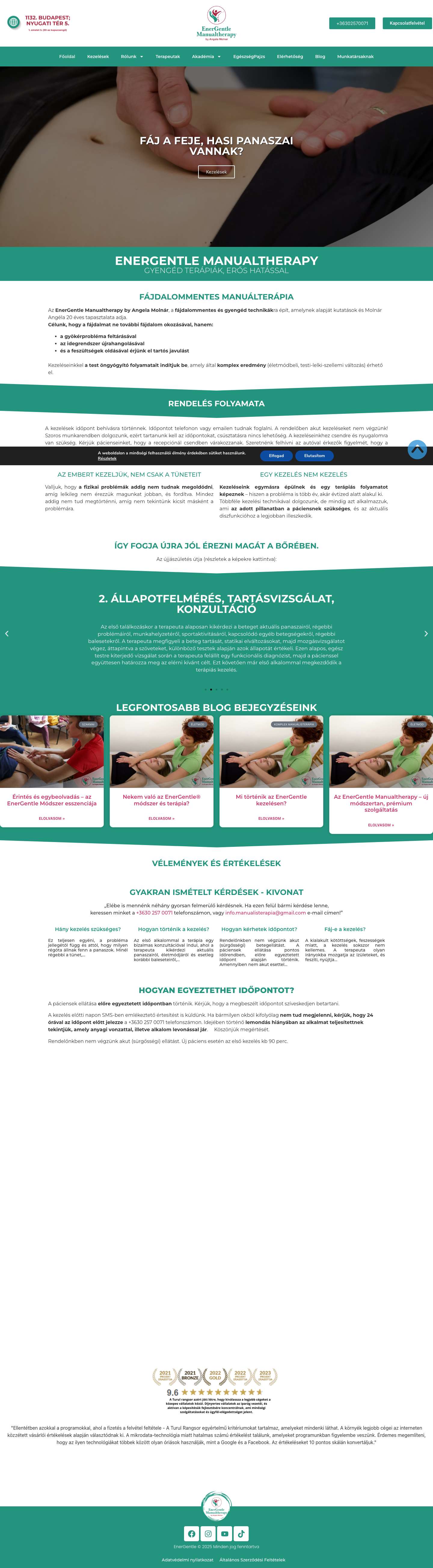 Főoldal - Manuálisterápia - Full Screenshot