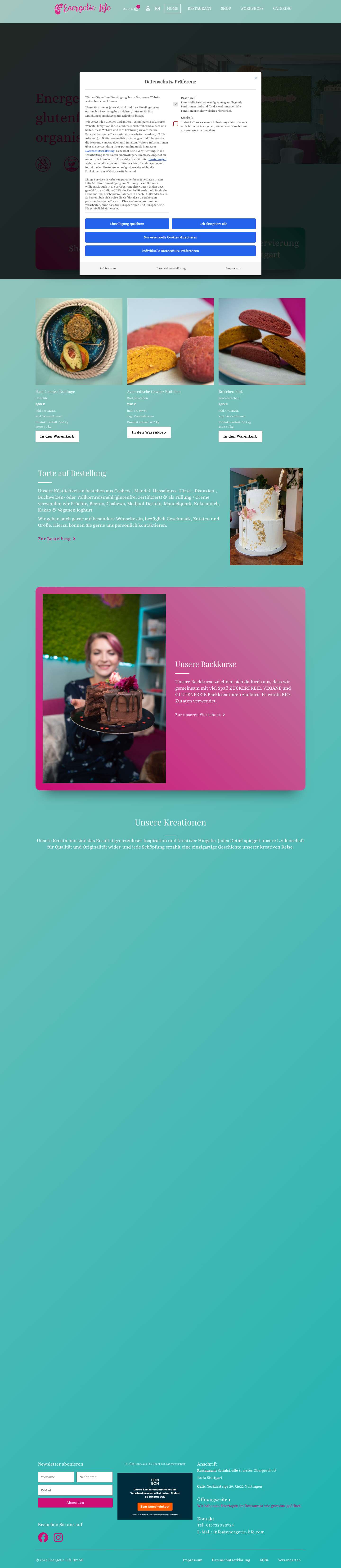 Energetic Life – Wir kreieren für Sie außergewöhnlich schöne, leckere & gesunde Desserts nach eurem Geschmack. - Full Screenshot