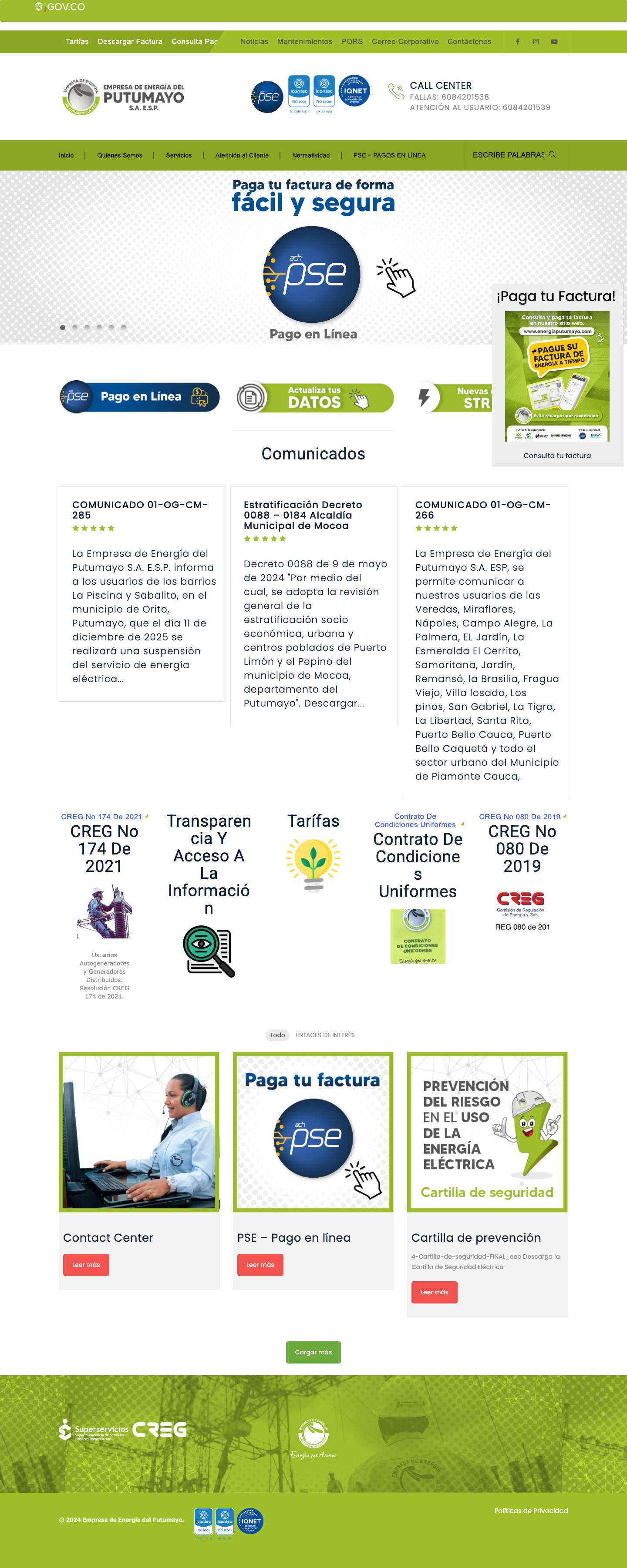 Empresa de Energía del Putumayo – Energía Putumayo - Full Screenshot