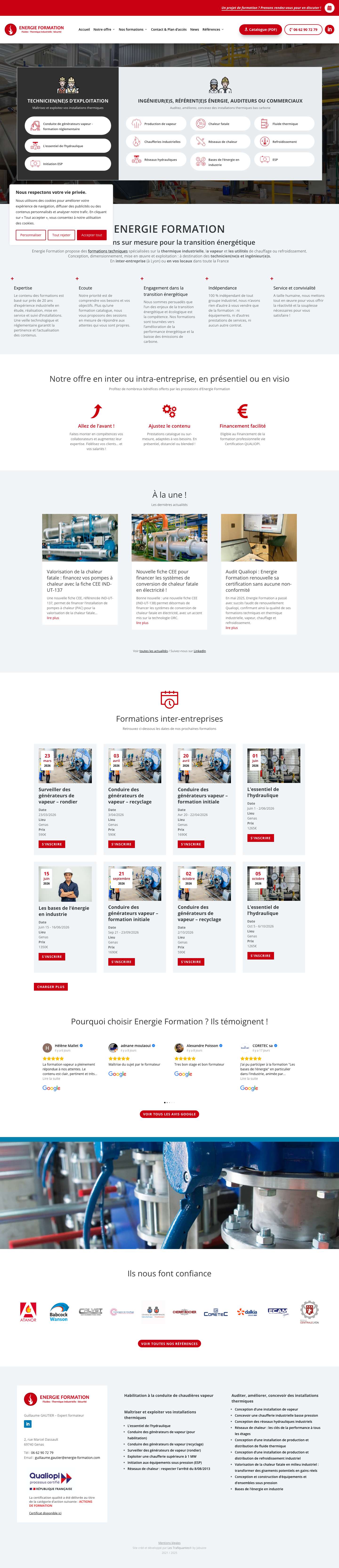 Energie Formation - Vapeur, utilités industrielles... Basée à Lyon - Full Screenshot