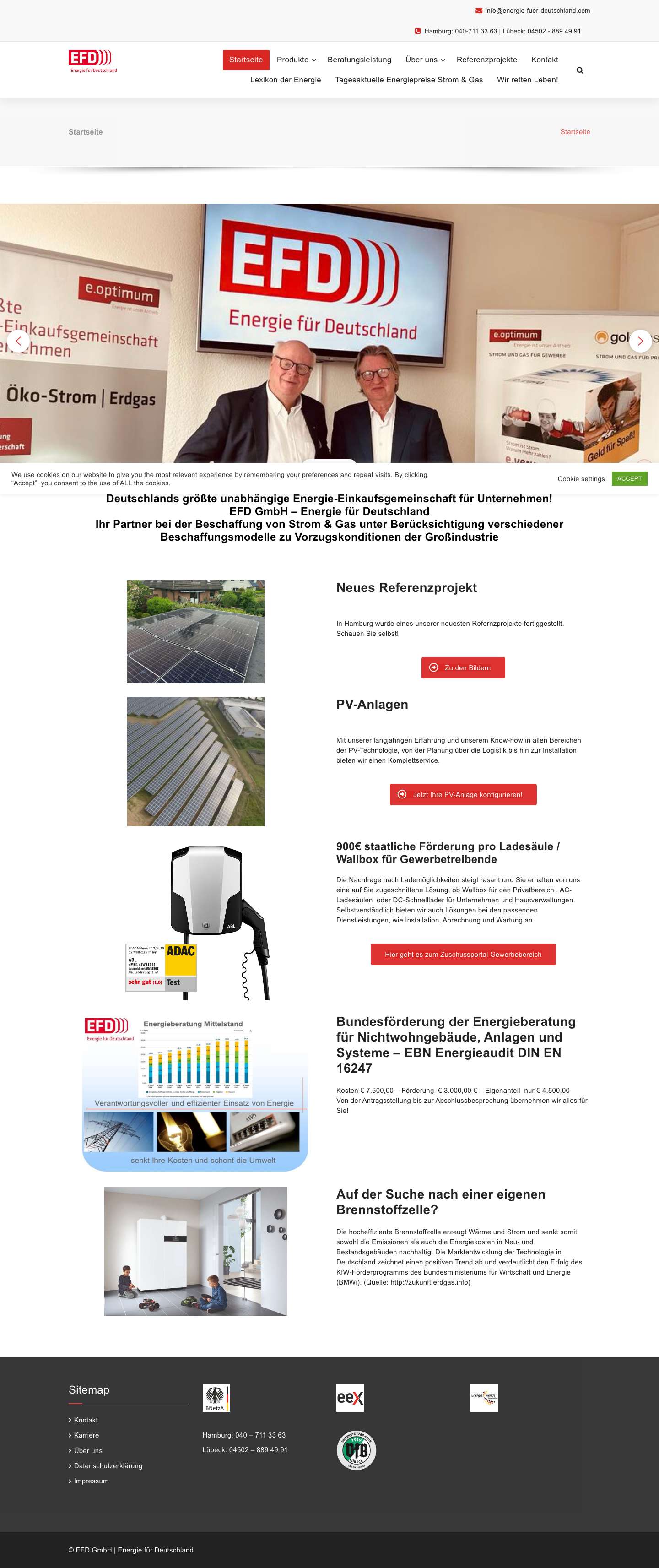 Startseite - EFD GmbH | Energie für Deutschland - Full Screenshot