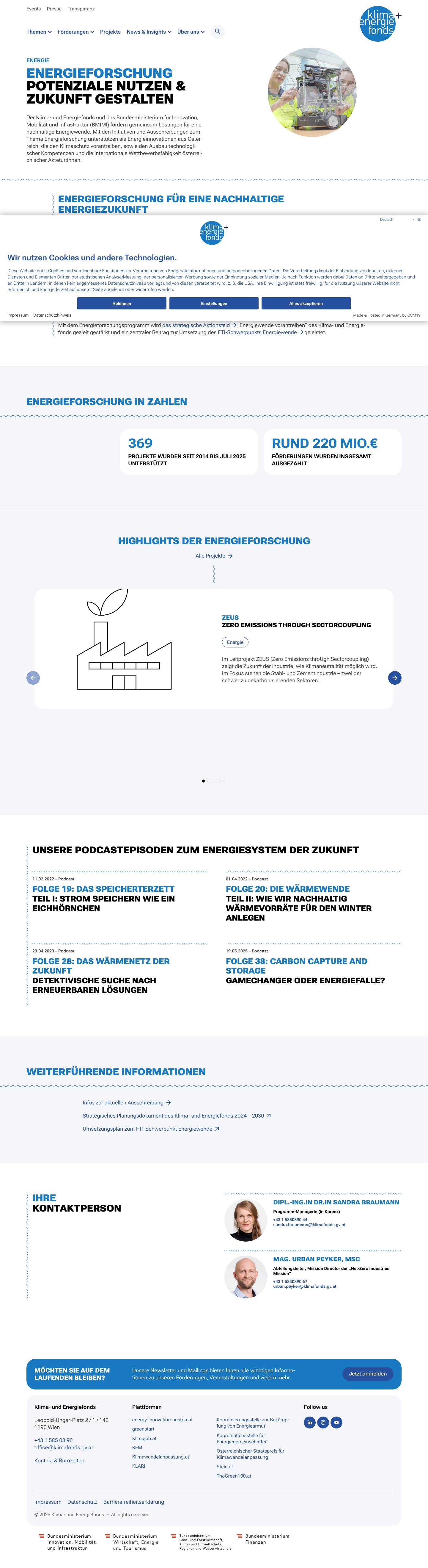 Energieforschung – Klima- und Energiefonds - Full Screenshot