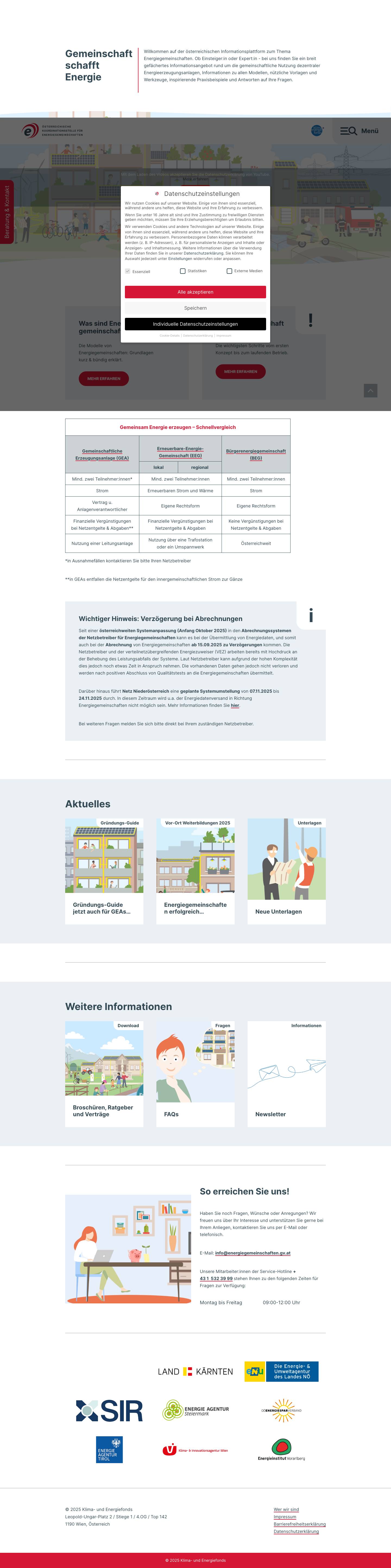 EnergiegemeinschaftenStartseite EnergiegemeinschaftenKlima- und EnergiefondsKlima- und Energiefonds - Full Screenshot