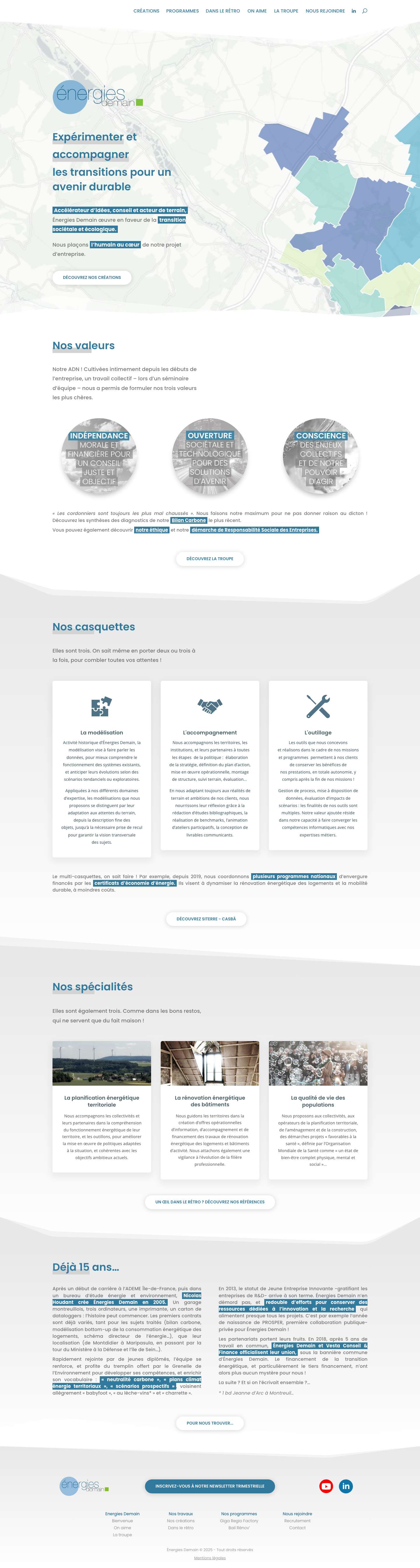 Énergies Demain | Expérimenter et accompagner les transitions pour un avenir durable - Full Screenshot
