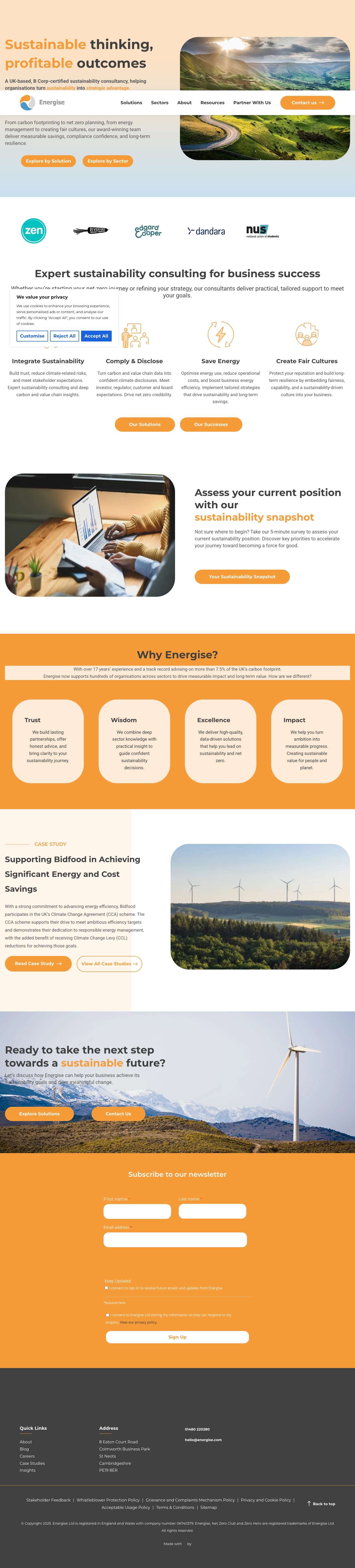 Energise | Sustainability & Net Zero Consultancy - Full Screenshot