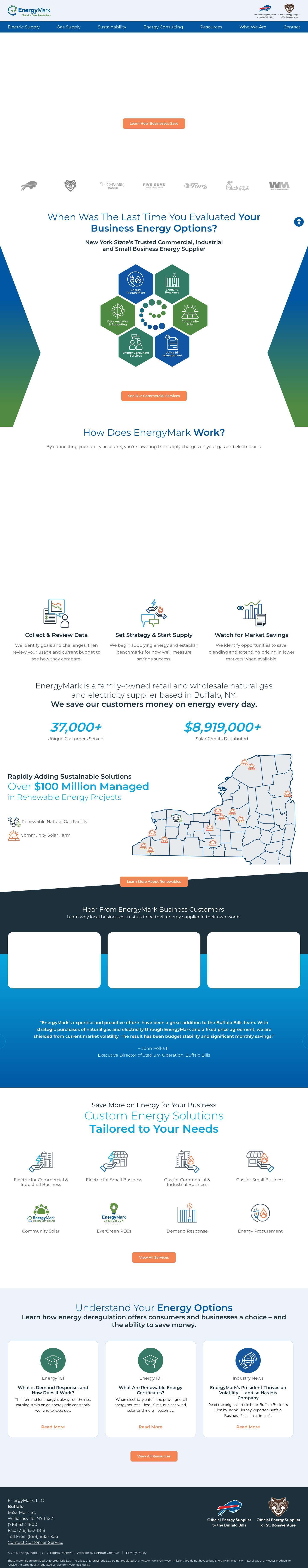 Community Solar, Electric & Natural Gas | EnergyMark, Buffalo, NY - Full Screenshot
