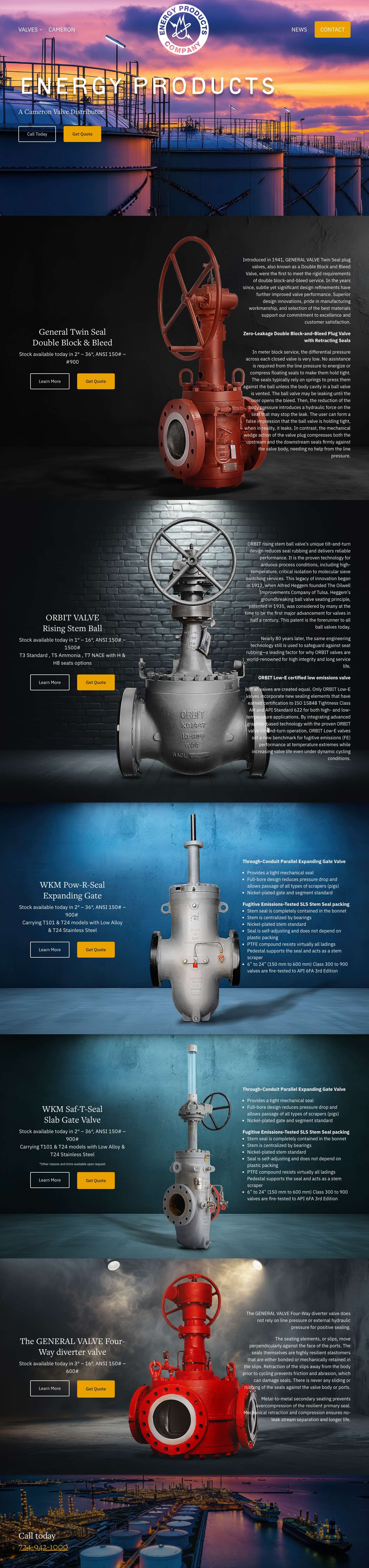 Energy Products Company | A Cameron Valve Distributor - Full Screenshot