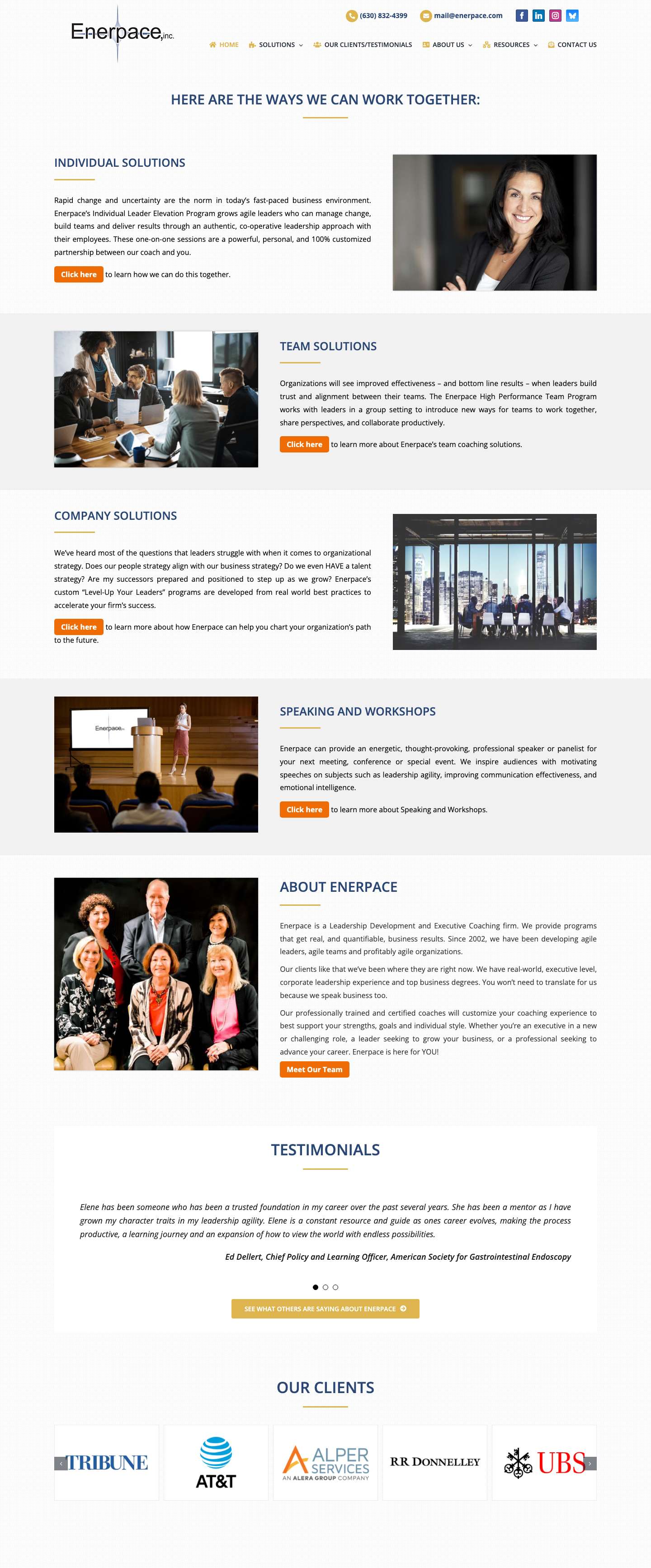 Enerpace | Leadership Development & Executive Coaching - Full Screenshot