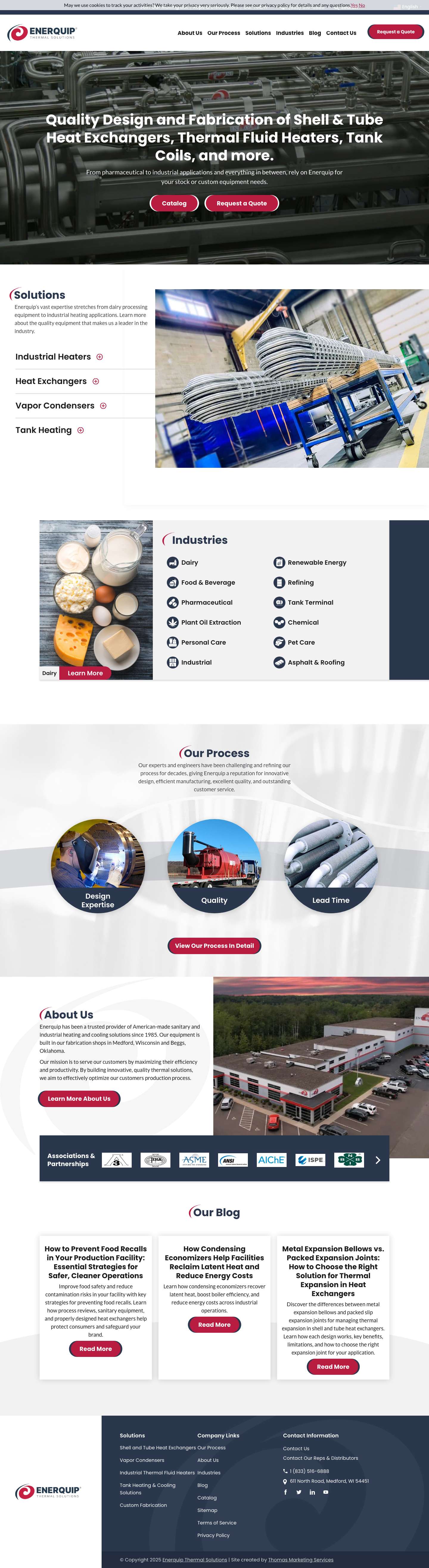 Enerquip | Sanitary & Industrial Thermal Solutions - Full Screenshot