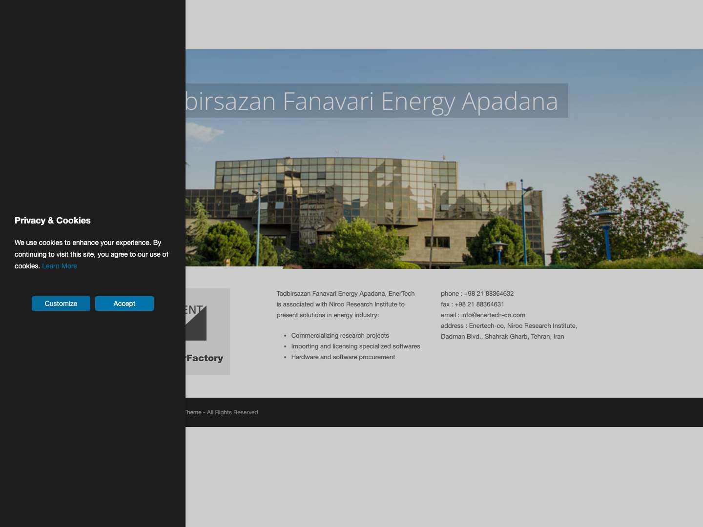 EnerTech Co – Tadbirsazan Fanavari Energy Apadana - Full Screenshot