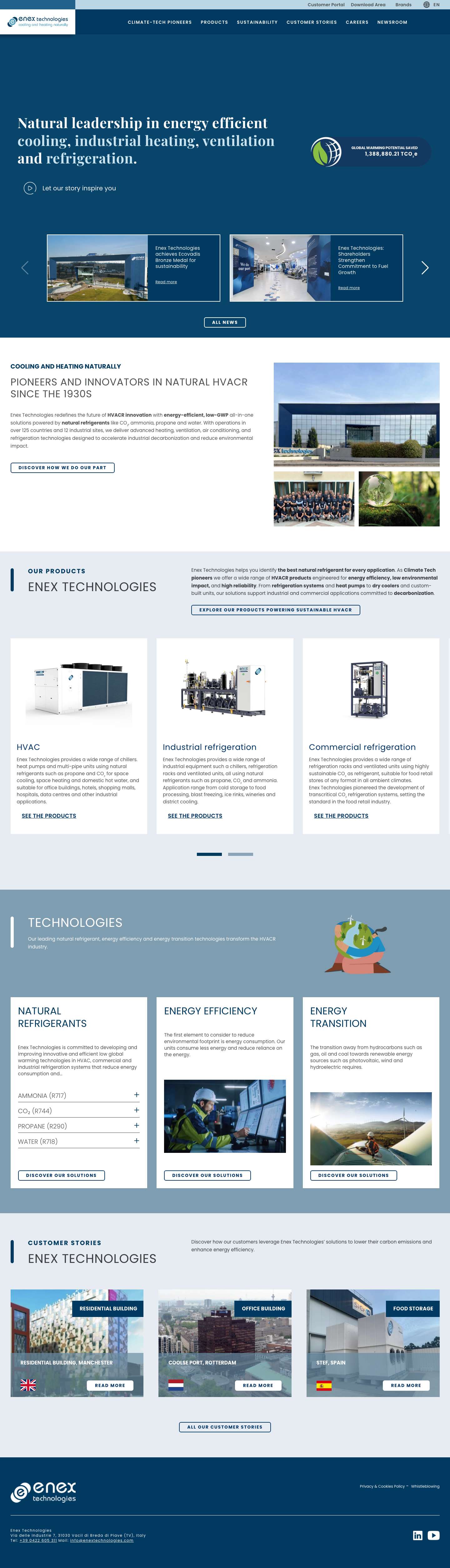 Enex Technologies | HVAC Industrial Systems | Natural Cooling Heating Ventilation Refrigeration - Full Screenshot