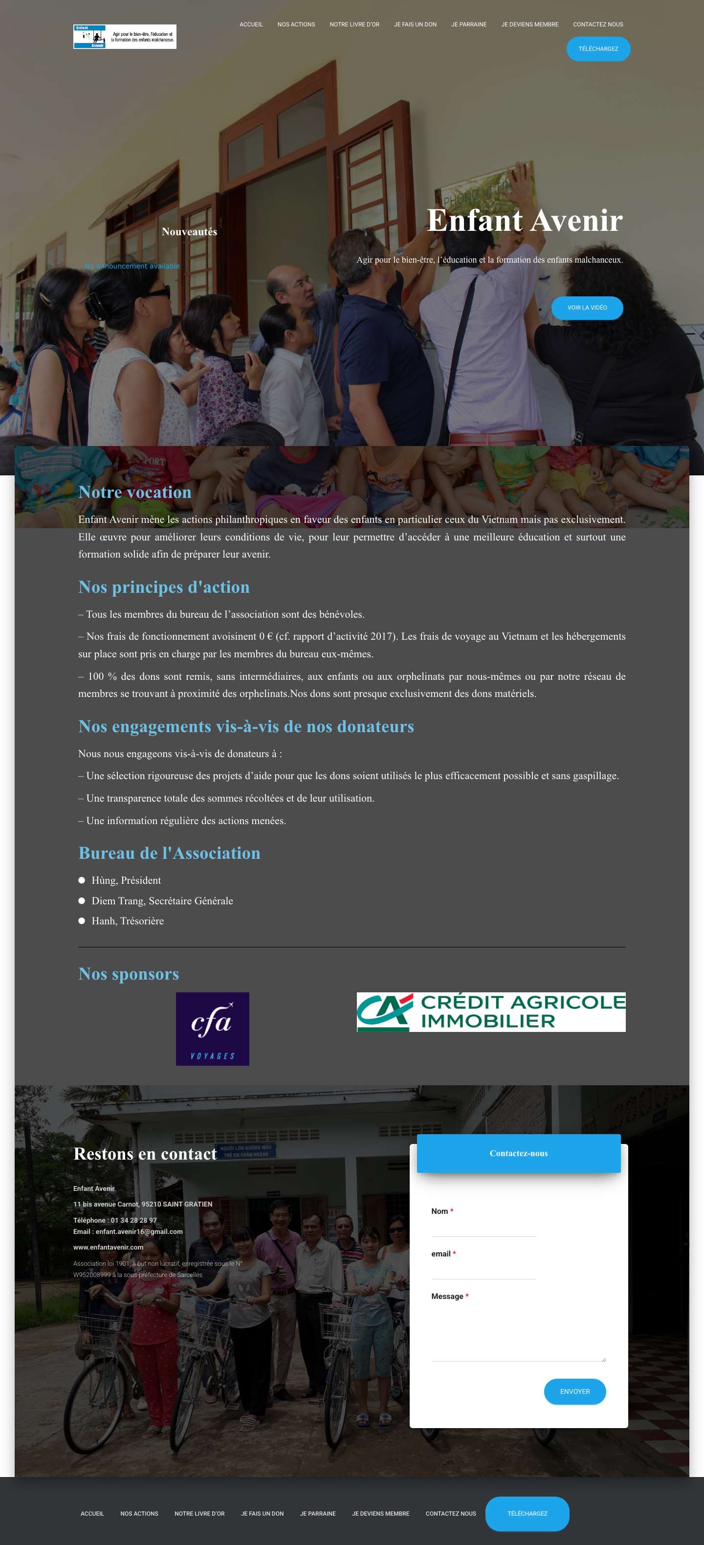 Enfant Avenir – Agir pour le bien-être, l’éducation et la formation des enfants malchanceux. - Full Screenshot