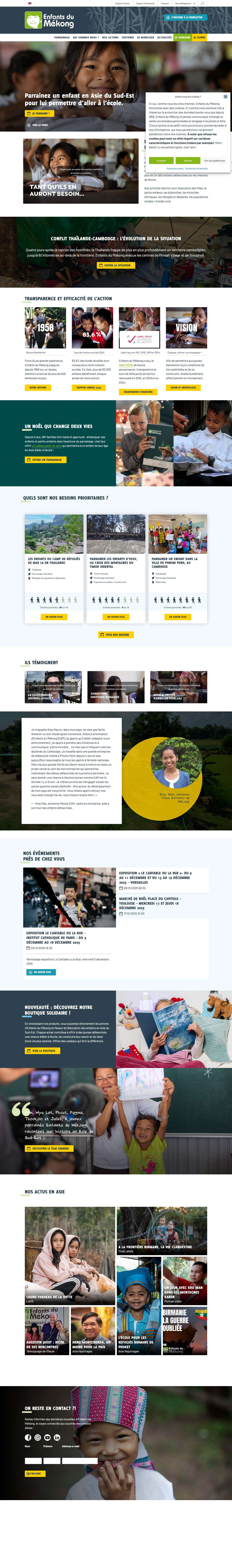 Parrainez un enfant en Asie du Sud-Est pour lui permettre d’aller à l’école.Progression : 62%Progression : 56%Progression : 95% - Full Screenshot