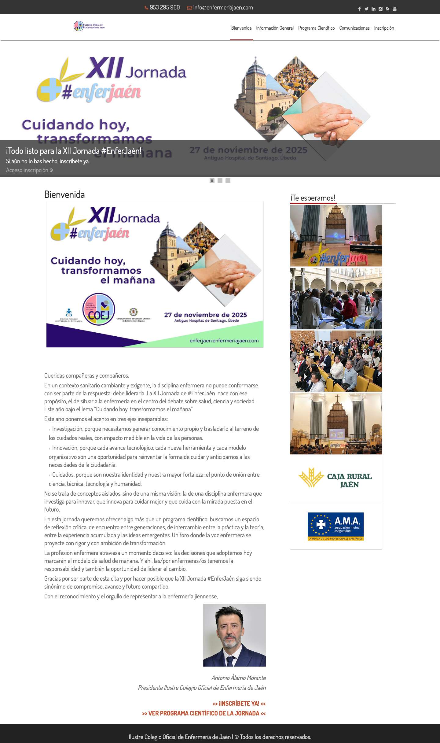XII Jornada #EnferJaén – “Cuidando hoy, transformamos el mañana” – Reunión Provincial de Profesionales de Enfermería de la provincia de Jaén - Full Screenshot