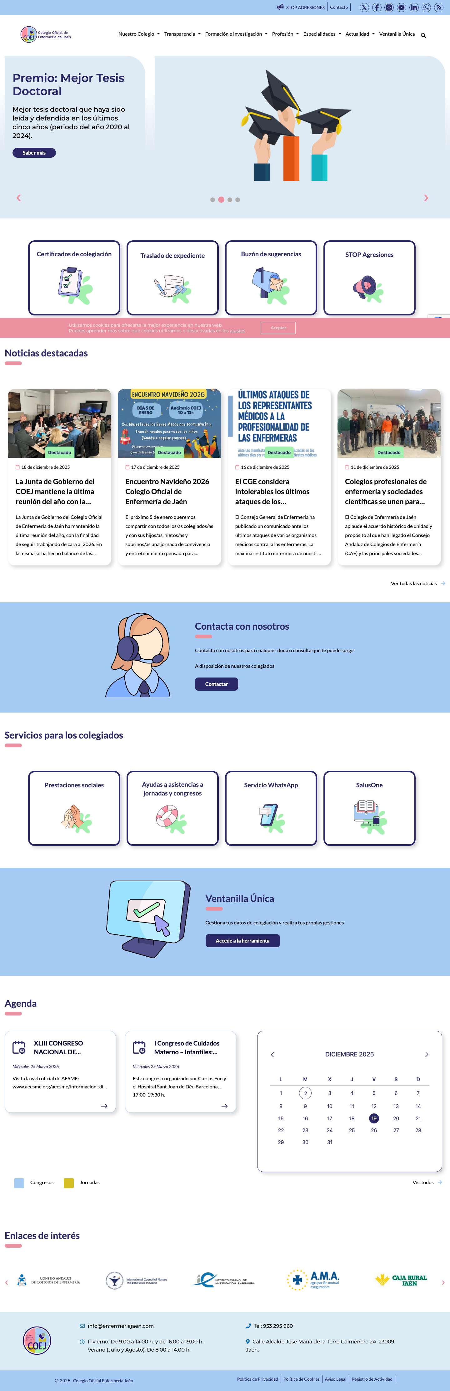 Inicio - Colegio Oficial Enfermería Jaén - Full Screenshot