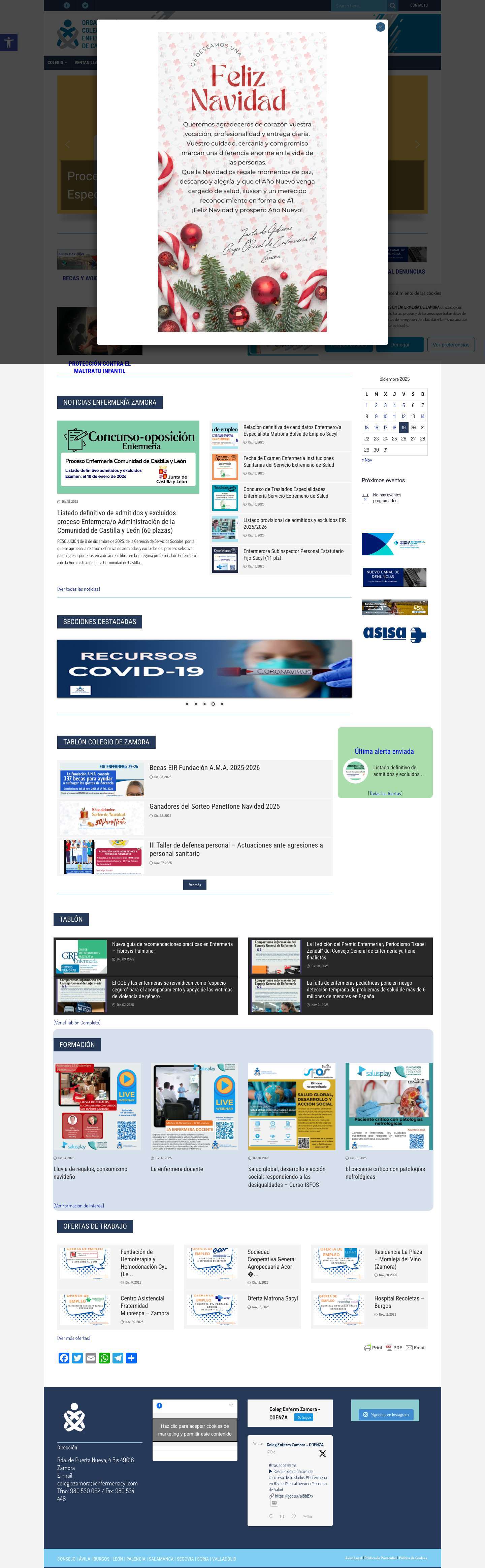 Colegio Profesional de Enfermería de Zamora - COLEGIO DE ENFERMERÍA DE ZAMORAHerramientas de accesibilidadAumentar textoDisminuir textoEscala de grisesAlto contrasteContraste negativoFondo claroSubrayar enlacesFuente legibleRestablecer - Full Screenshot