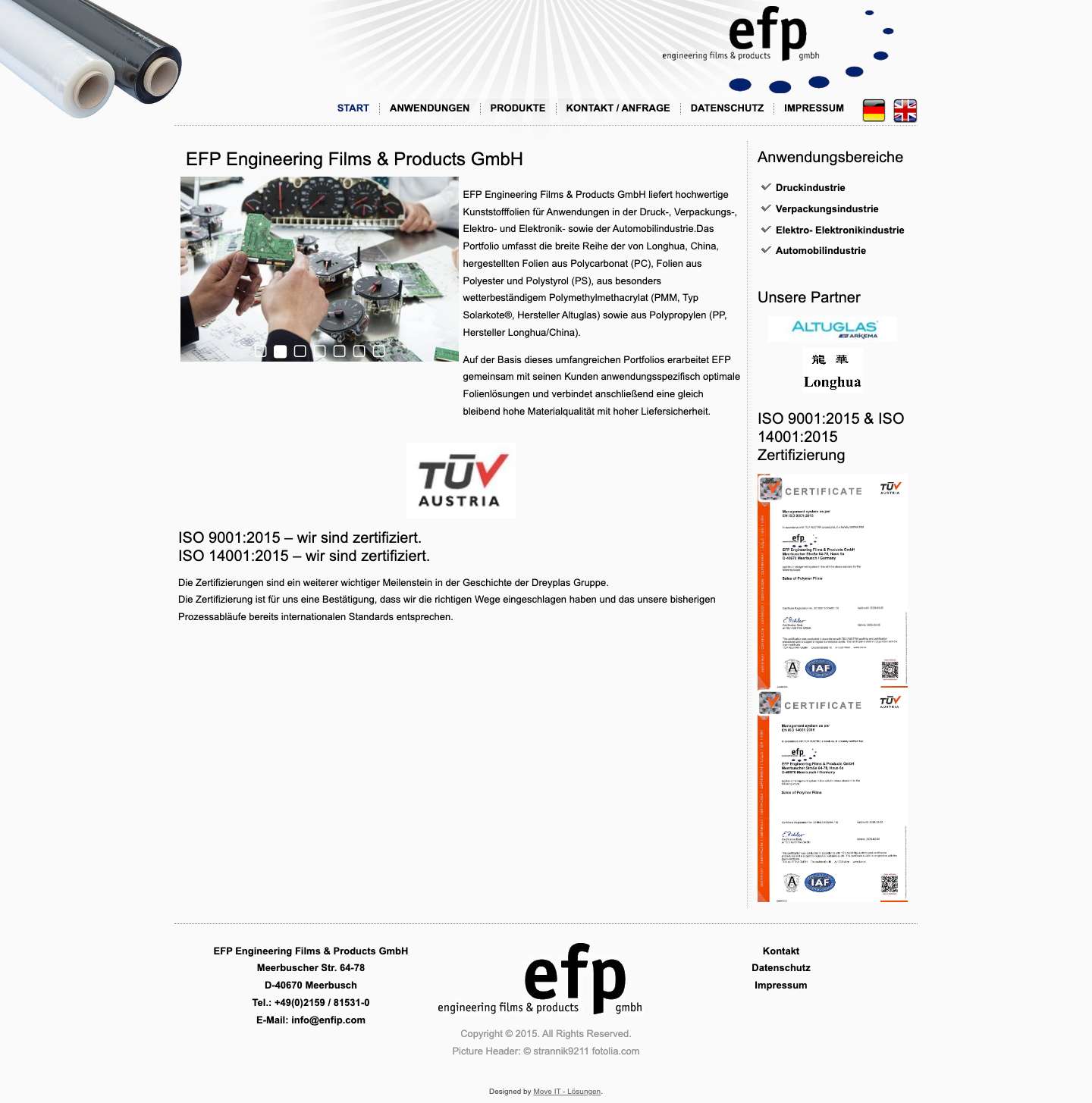 EFP Engineering Films & Products GmbH - - Full Screenshot
