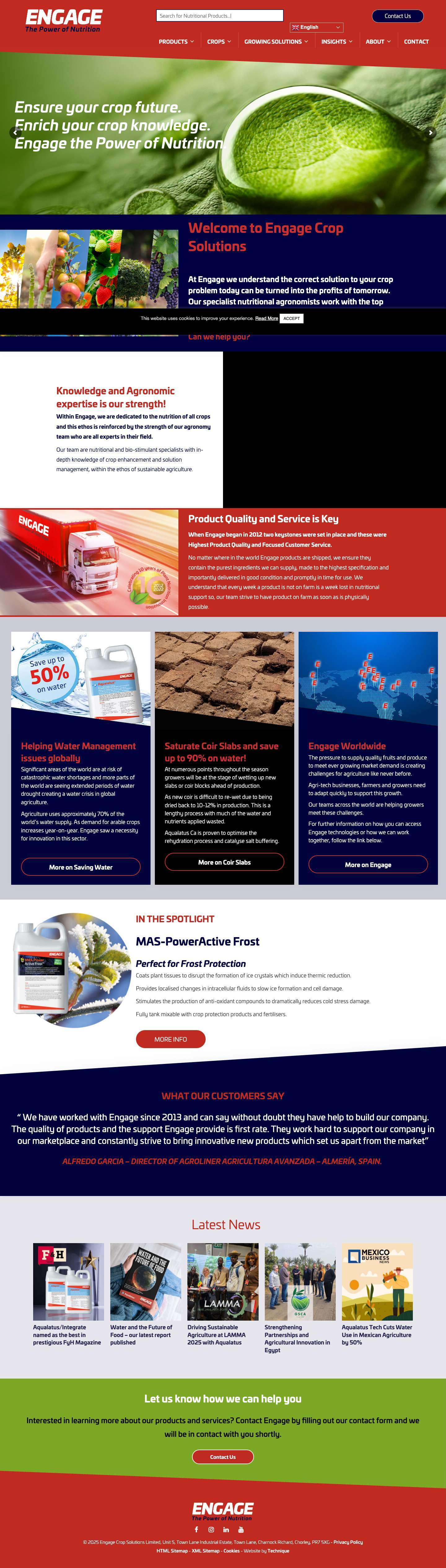 Crop Enhancement & Nutritional Products - Engage - Full Screenshot