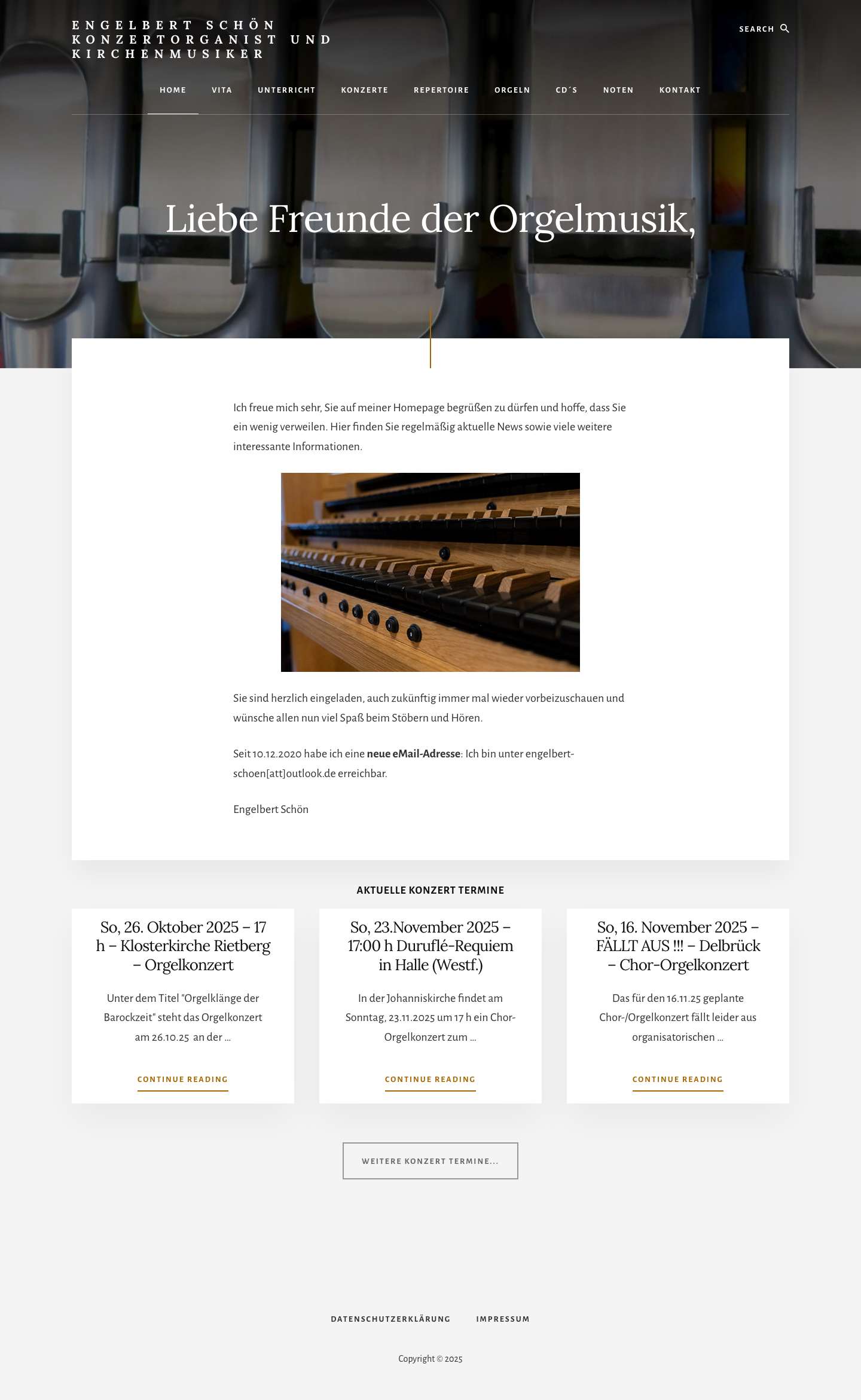 Konzertorganist und Kirchenmusiker – Engelbert Schön - Full Screenshot