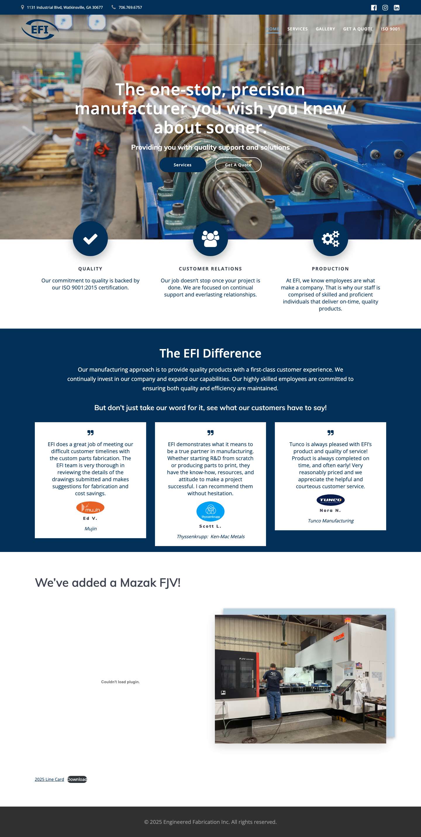 Engineered Fabrication Inc. – The sole-destination for all your industrial needs. - Full Screenshot