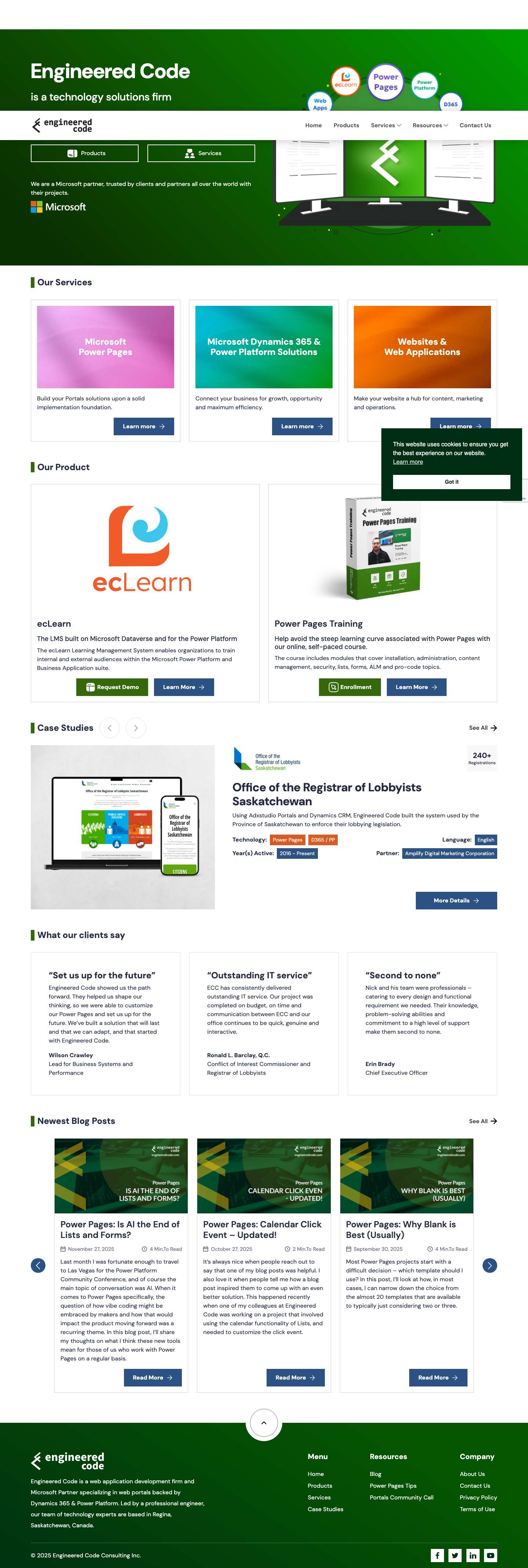 Engineered Code - HomeHome - Engineered Code - Full Screenshot