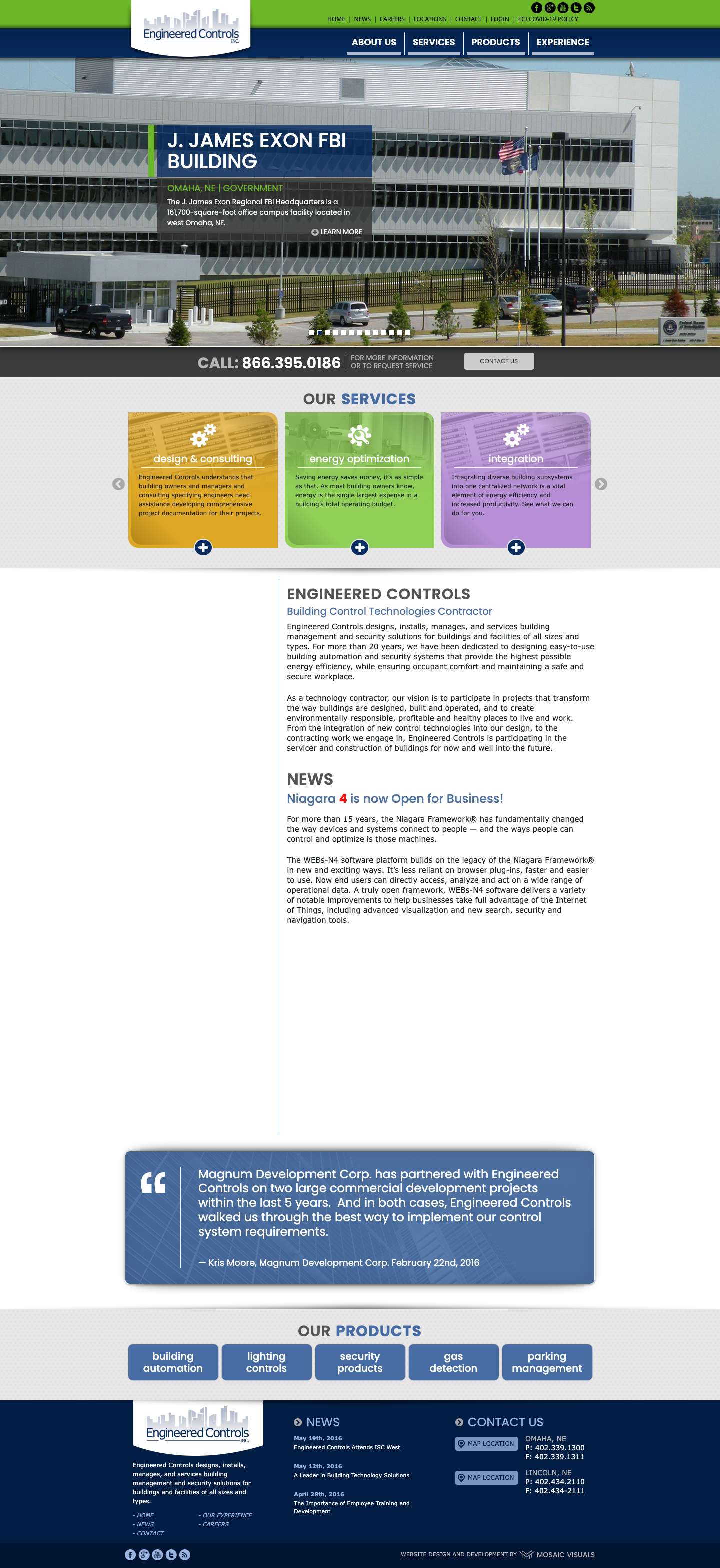 Home - Engineered Controls - Building Control Technologies - Full Screenshot