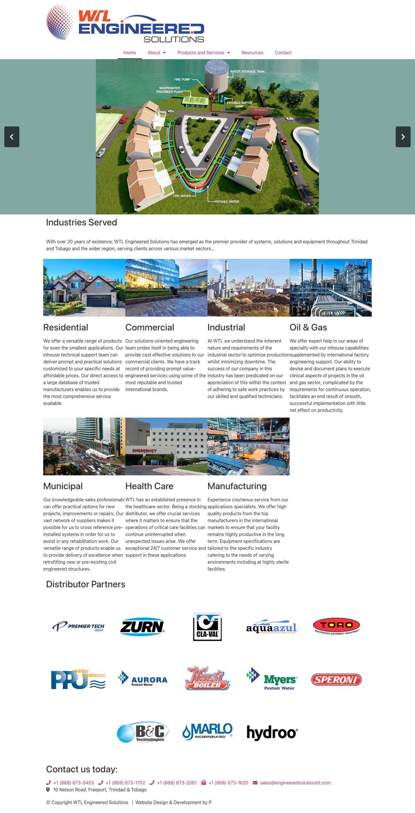 Engineered Solutions for Water & Wastewater, Trinidad & Tobago - WTL Engineered Solutions - Full Screenshot