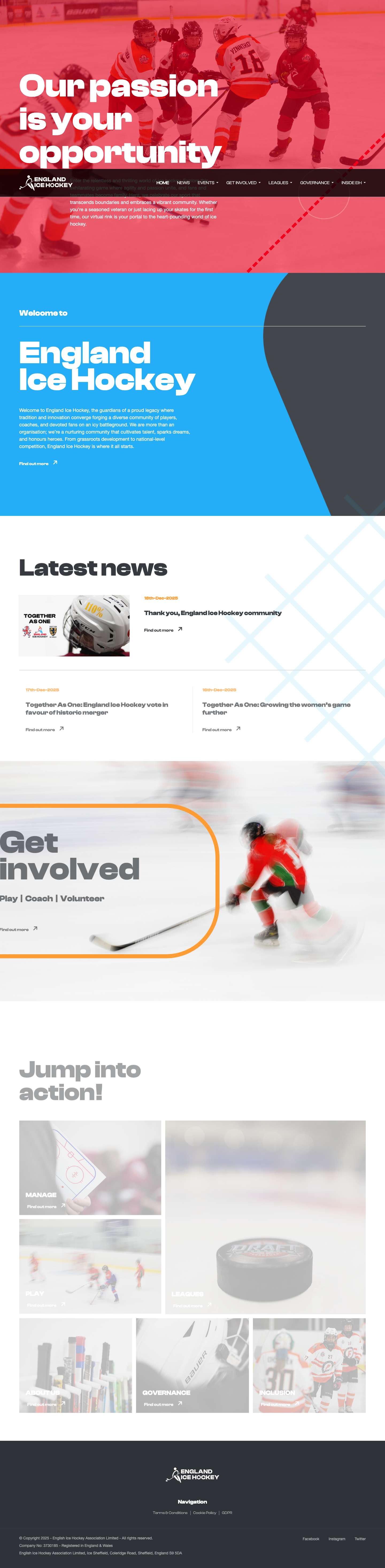 England Ice Hockey | Home - Full Screenshot