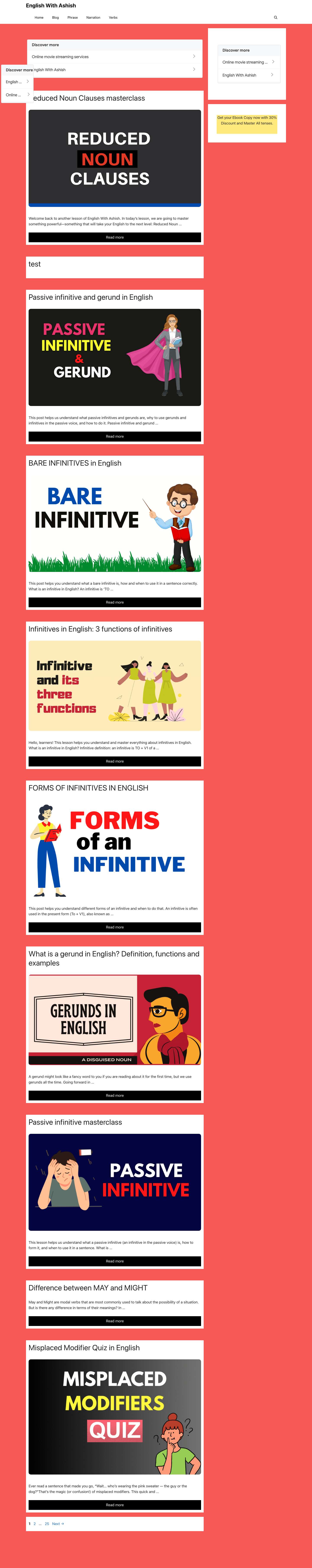 English With Ashish - Detailed English grammar lessons - Full Screenshot