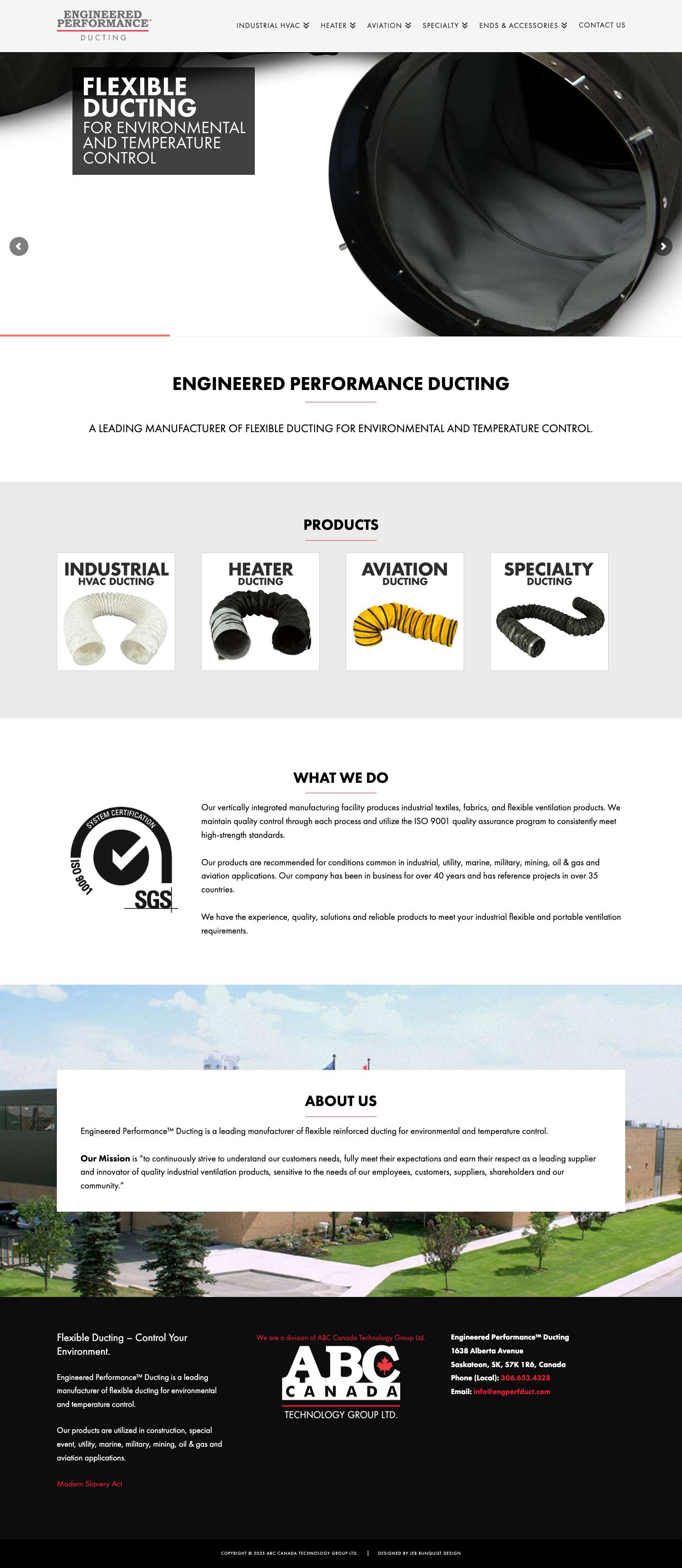 Home - Engineered Performance Ducting - Full Screenshot