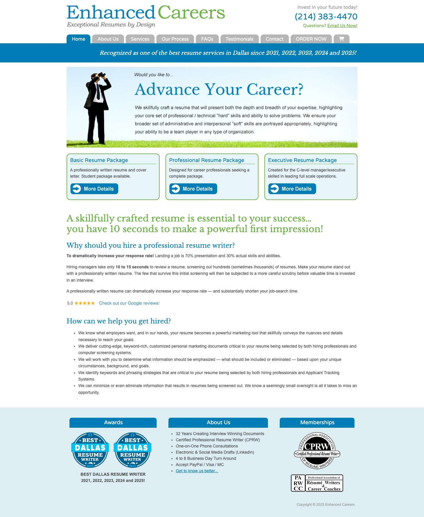 Professional Resume Writer | Dallas TX | Enhanced Careers - Full Screenshot
