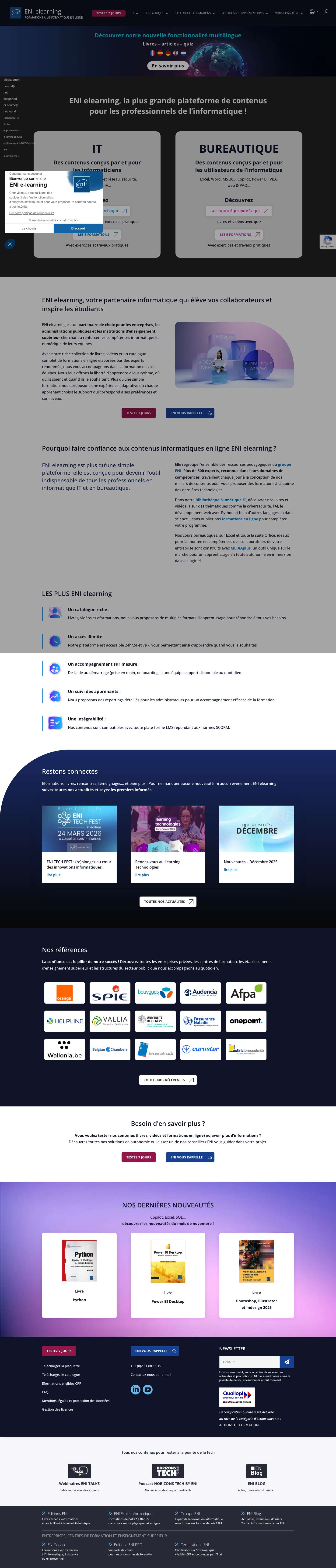 Formations informatique IT & Office | ENI elearning - Full Screenshot