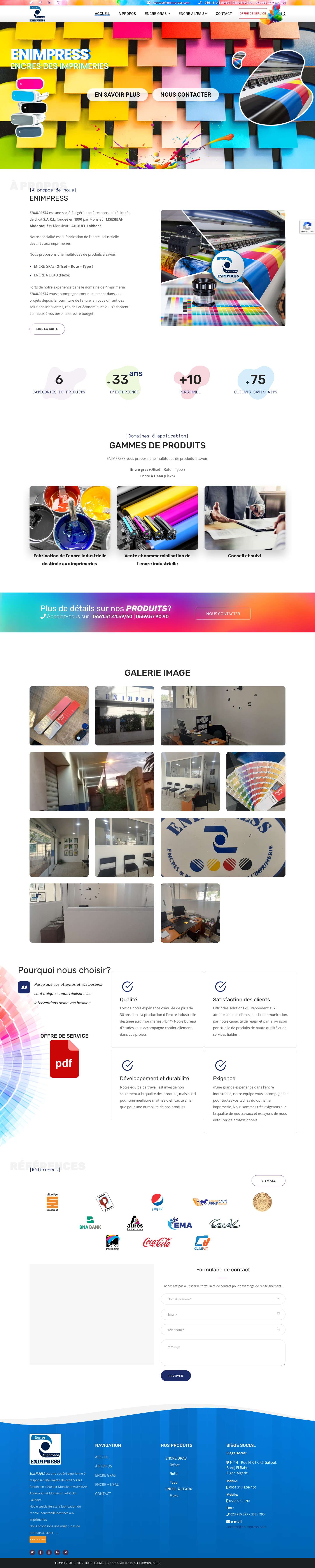 ENIMPRESS – Fabrication de l’encre industrielle destinés aux imprimeries - Full Screenshot