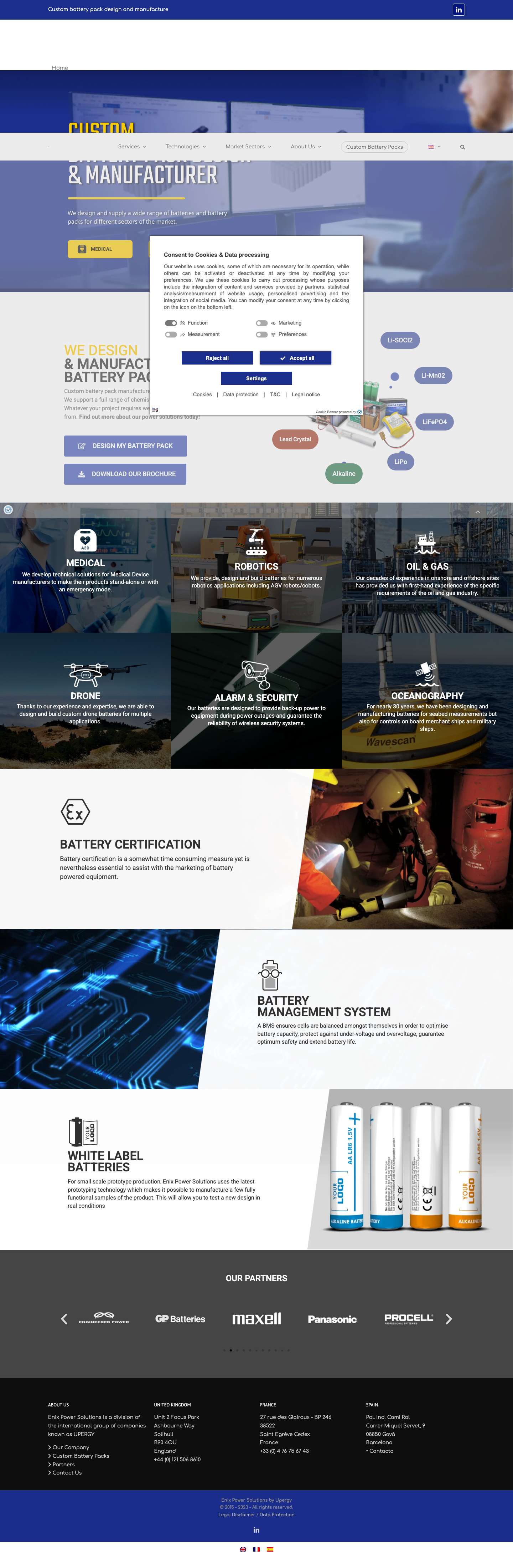 Enix Power Solutions - Custom Battery Pack Design & Manufacture - Full Screenshot