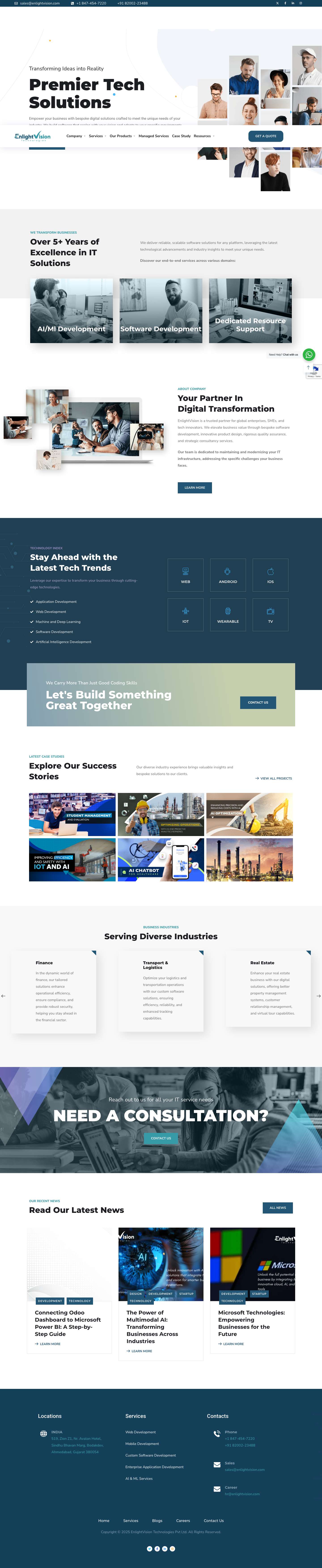 IT/Tech Consulting & Solution Provider IL US |Enlight Vision - Full Screenshot