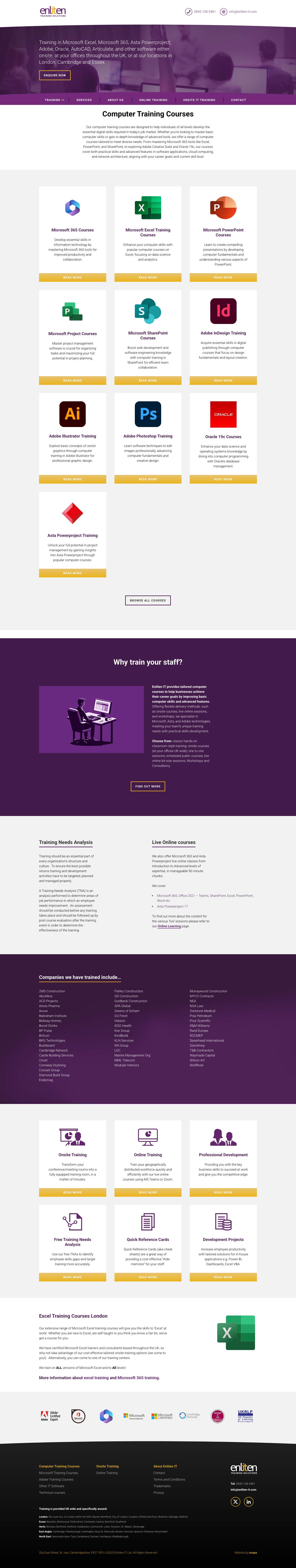 Computer Training Courses - IT Software Training | Enliten IT - Full Screenshot