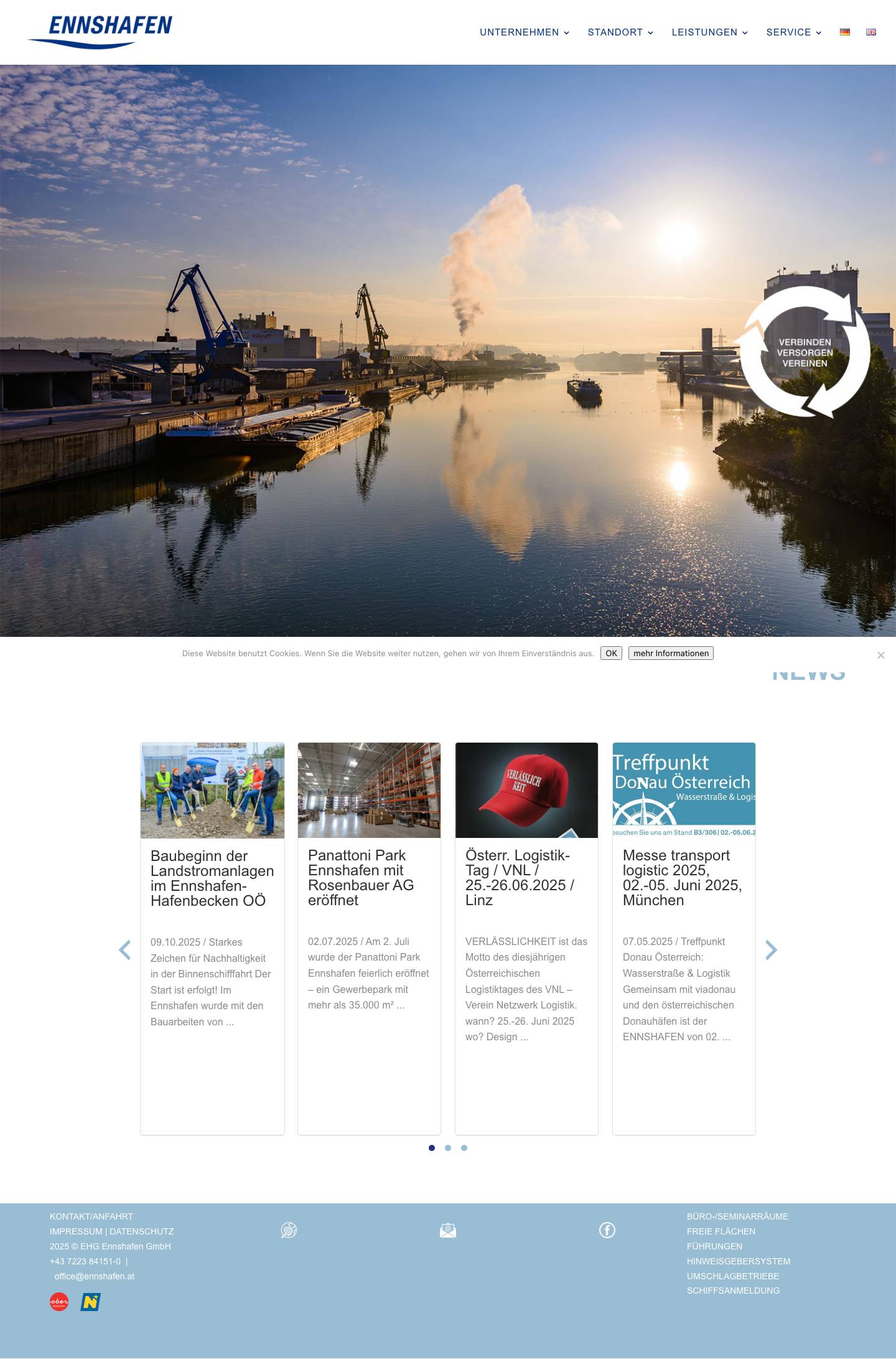 Ennshafen | Logistik, Güterumschlag, Binnenschiff, trimodaler Logistikstandort, Betriebsansiedlung, Vermietung - Full Screenshot