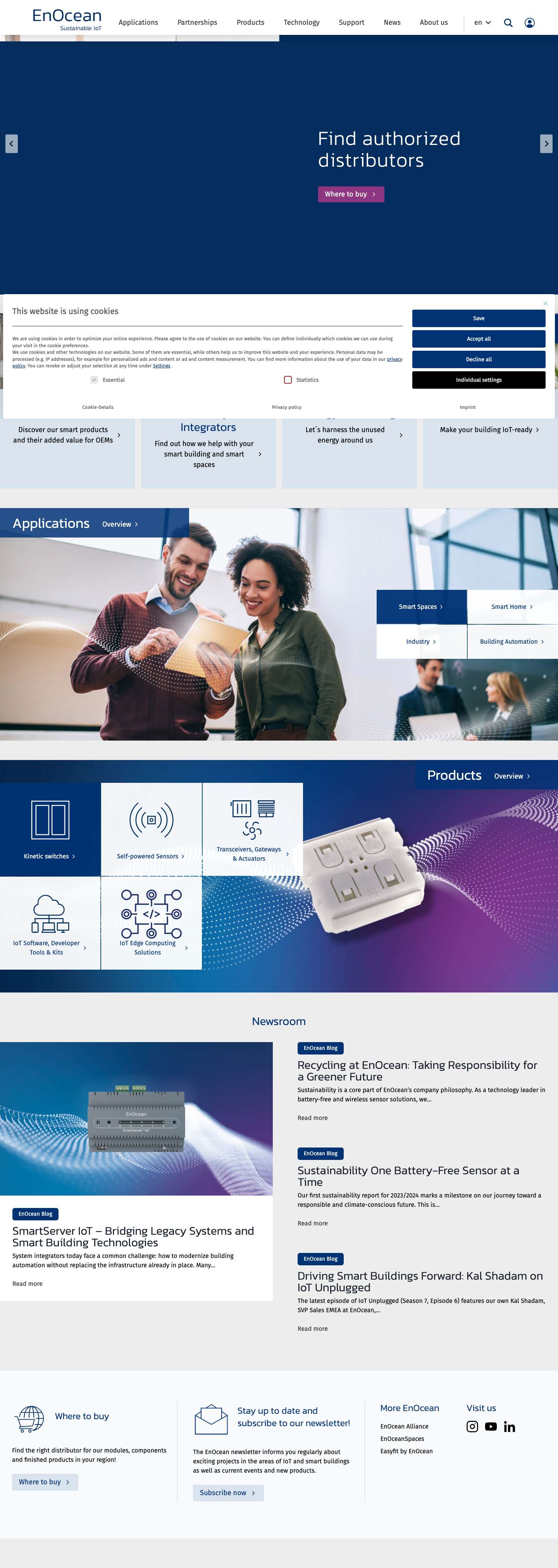 EnOcean - EnOceanEnOcean on InstagramEnOcean on YouTubeEnOcean on LinkedIn - Full Screenshot